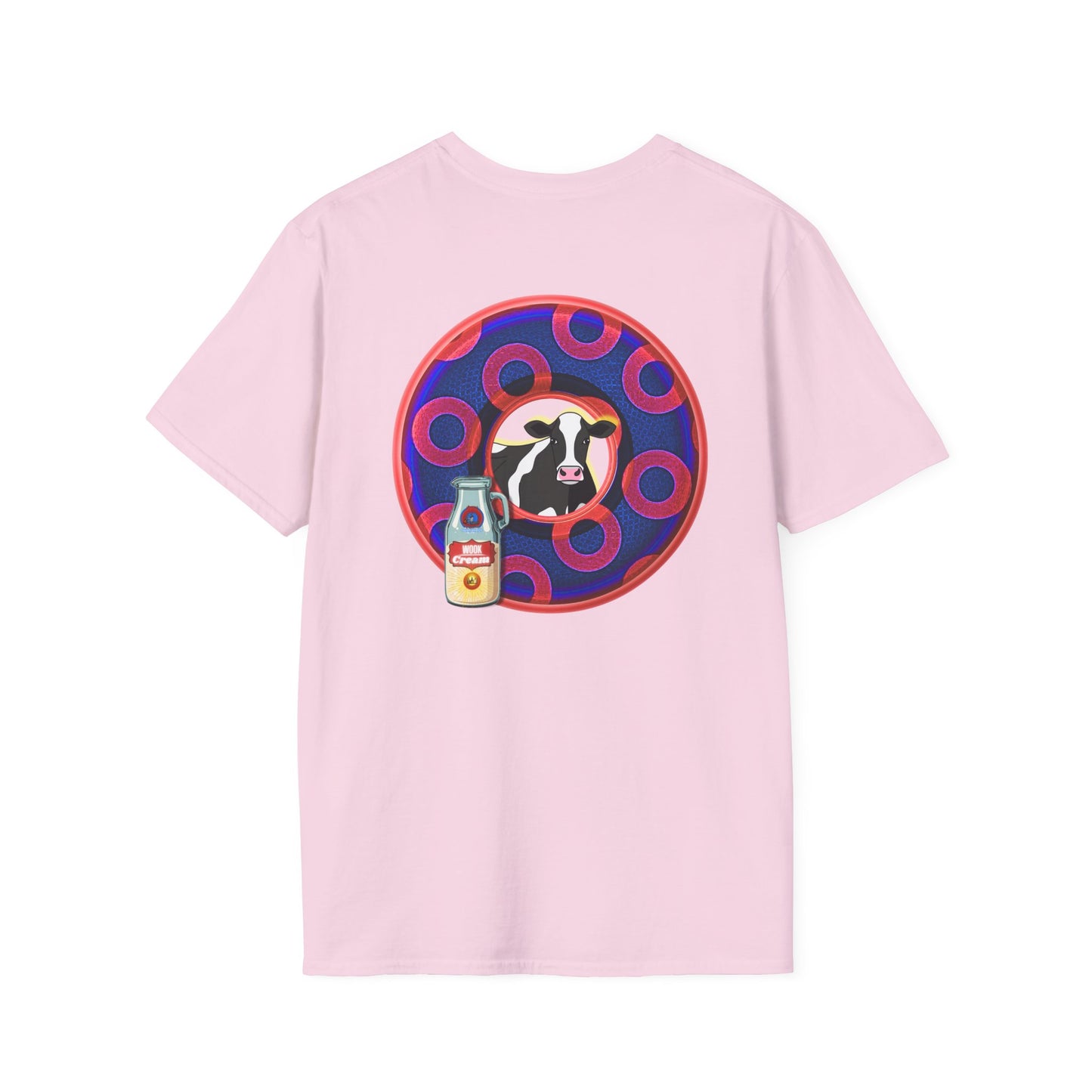 Classic Donut Tee - Unisex Soft-Style - "Beefy Wooked Cream - YEMSG Donut" - electric blue/red rustic paradox donut