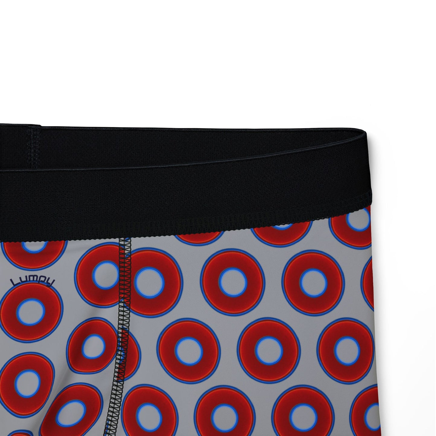 Men's Donut Boxers - red vivid donuts w/light gray background