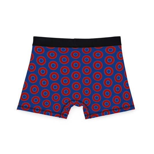 Men's Donut Boxers - red vivid donuts w/dark blue background