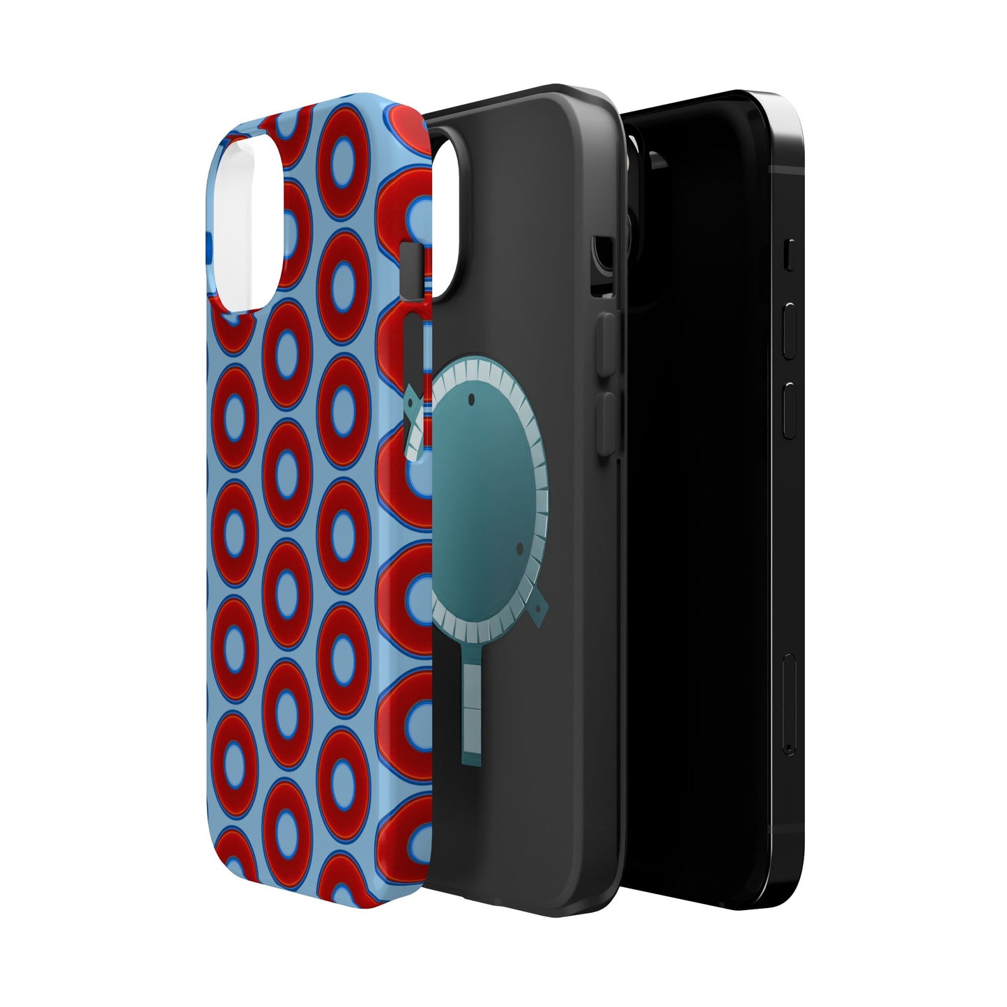 Magnetic Tough Donut Case - red vivid donut print w/sky blue background
