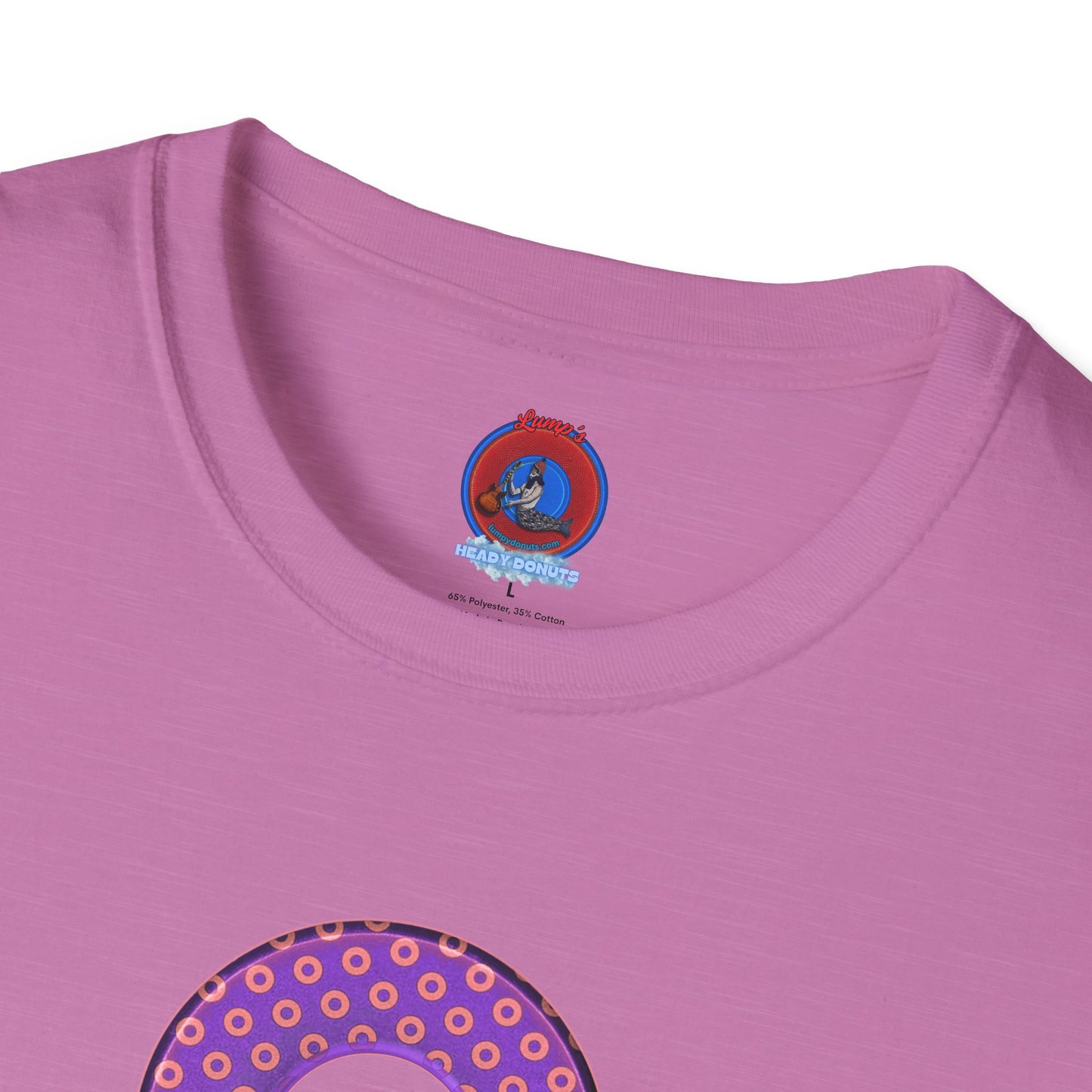 Plain Donuts/Unisex Soft-Style - "Plain Electric Paradoxical Donuts" - light purple/coral donuts