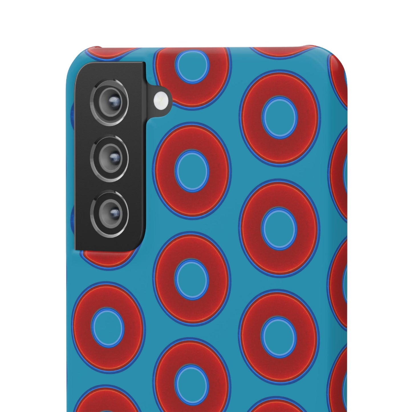 Lumpy Donut Snap Case - red vivid donut print w/aquamarine blue background