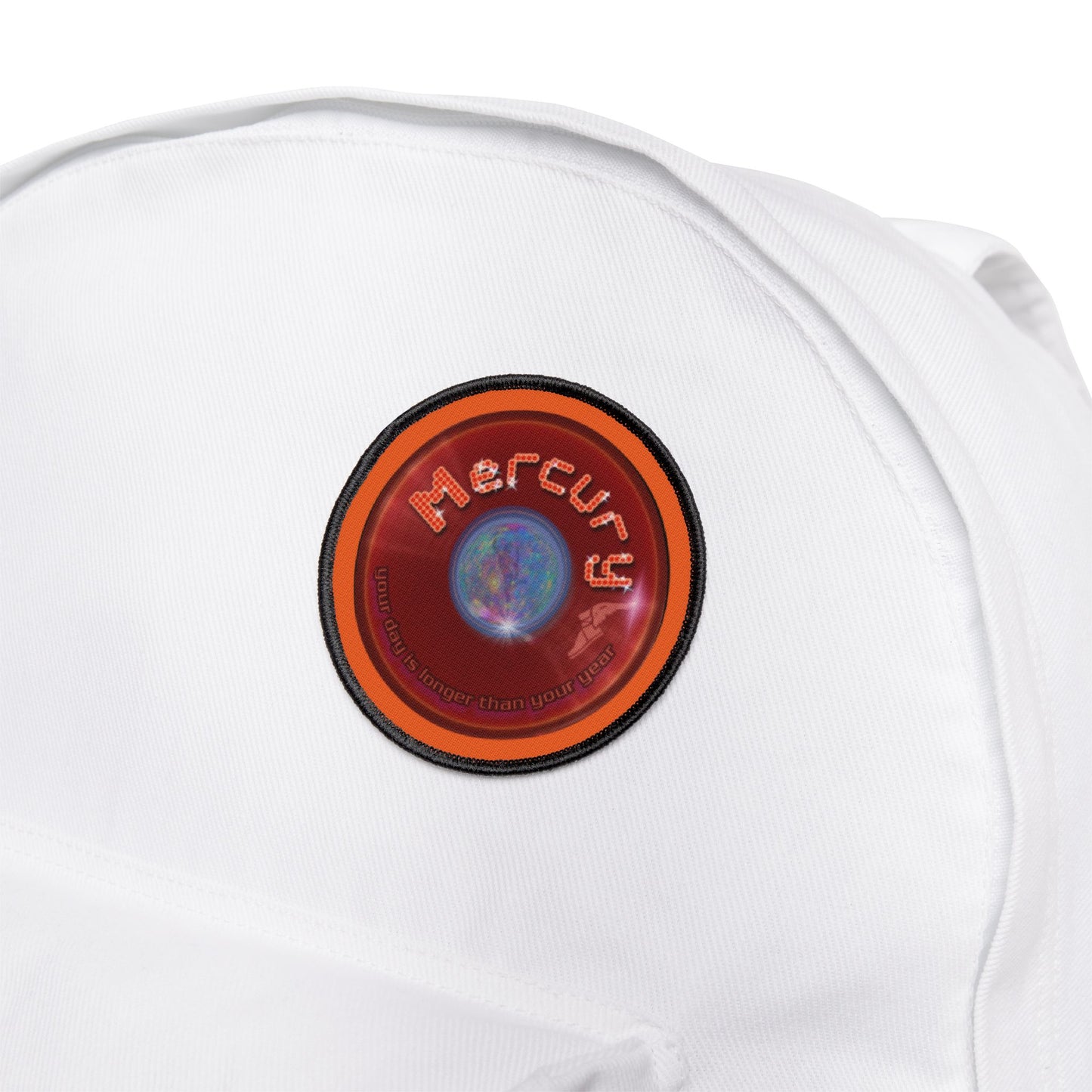 Iron-On Donut Patch - "Donuts of the Gods - Mercury Edition" - series 1.0 - variant 2 - red record donut