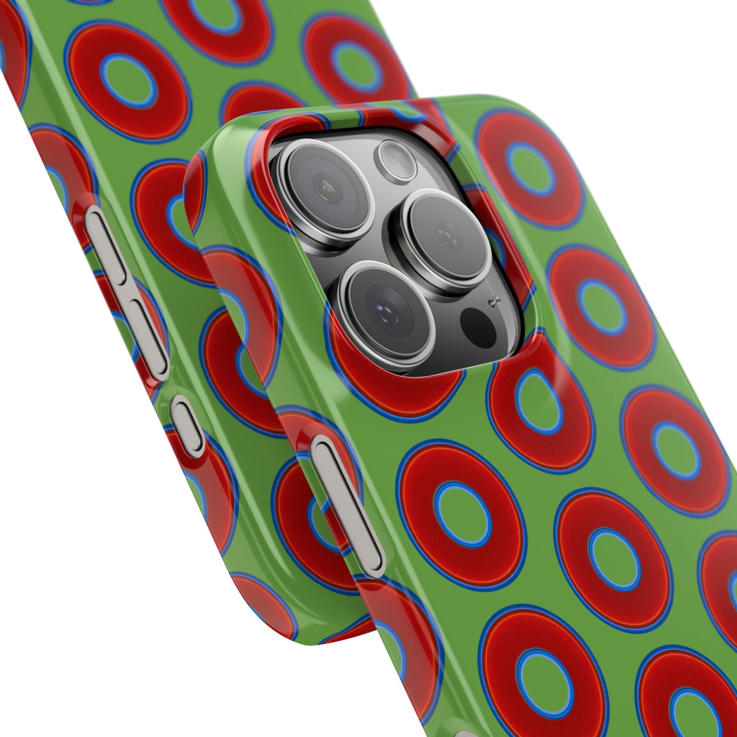 <Lumpy Donut Snap Case - red vivid donut print w/light green background