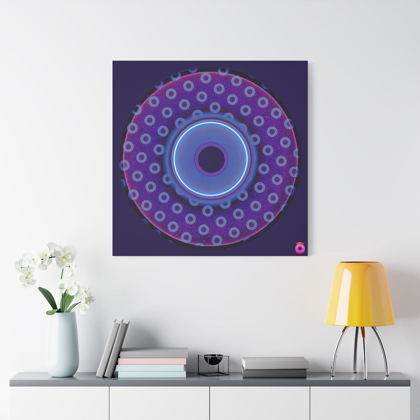 Donuts4charity - Giant Canvas [36" x 36"] - "The Silky Smooth Donut" - dark purple/light purple electric paradox donut