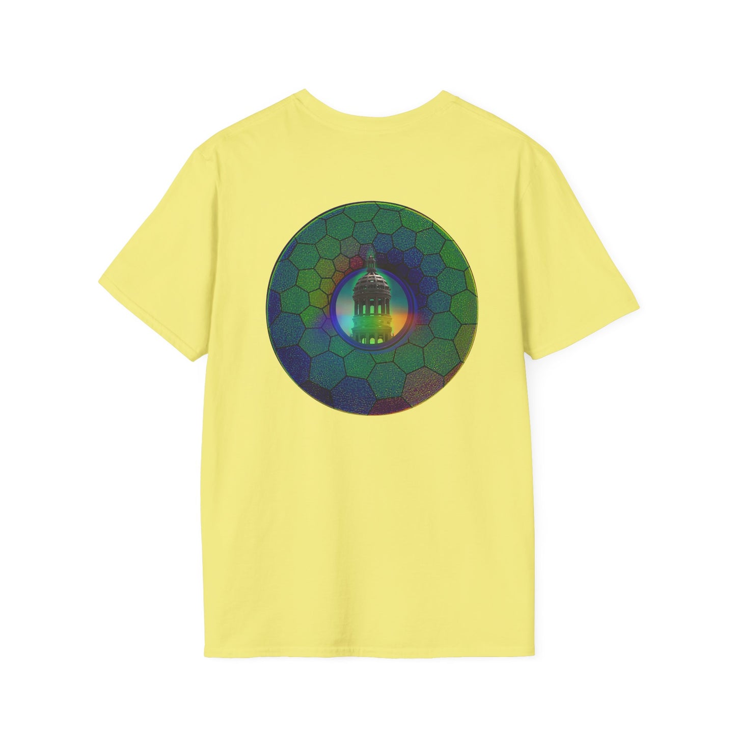 Classic Donut Tee - Unisex Soft-Style - "Save the Mondegreen City Hall Clock Tower" - hexadonut - series 1.0 -variant 1 - green donut