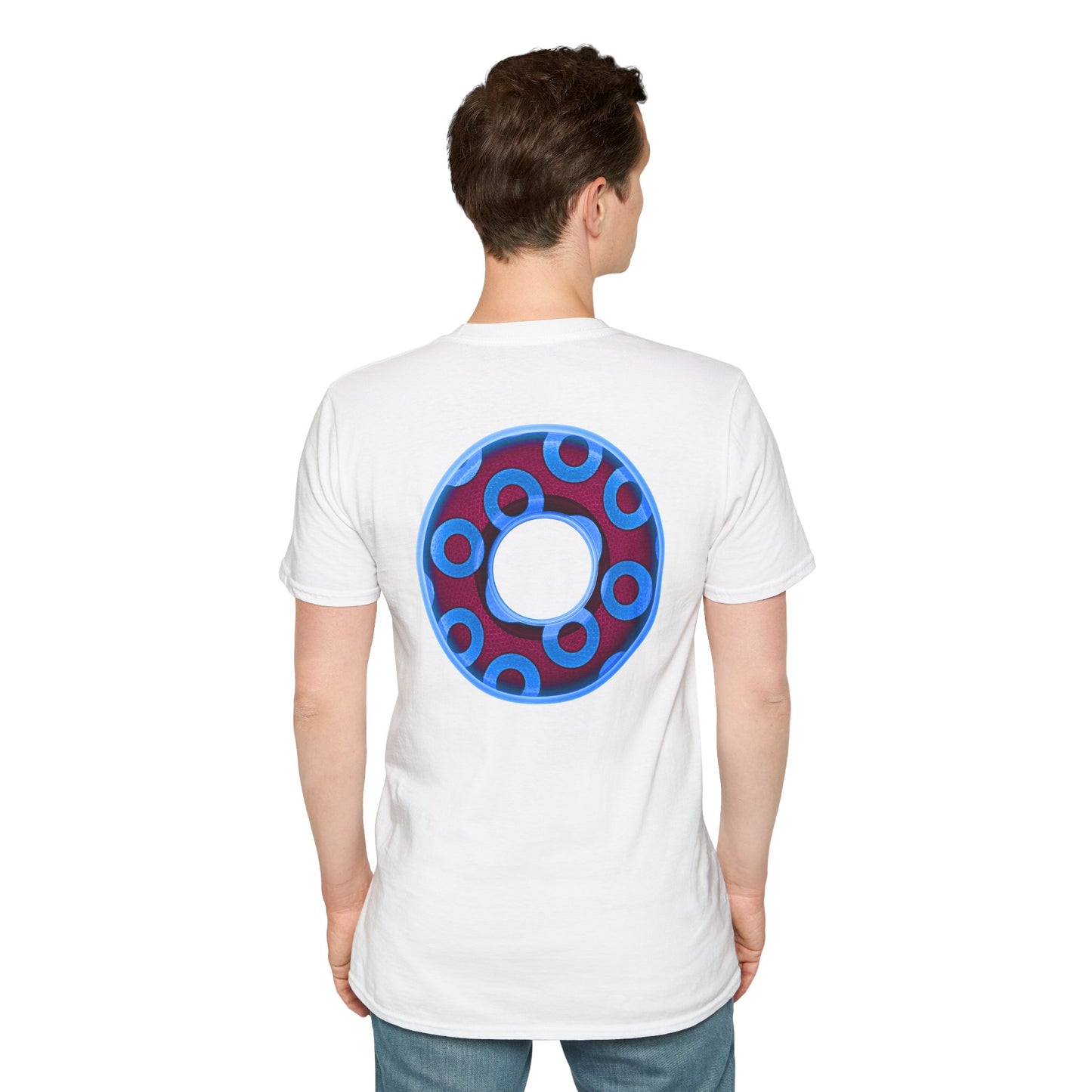 Plain Donuts/Unisex Soft-Style - "Plain Rustic Paradoxical Donuts" - light blue/burgundy donuts