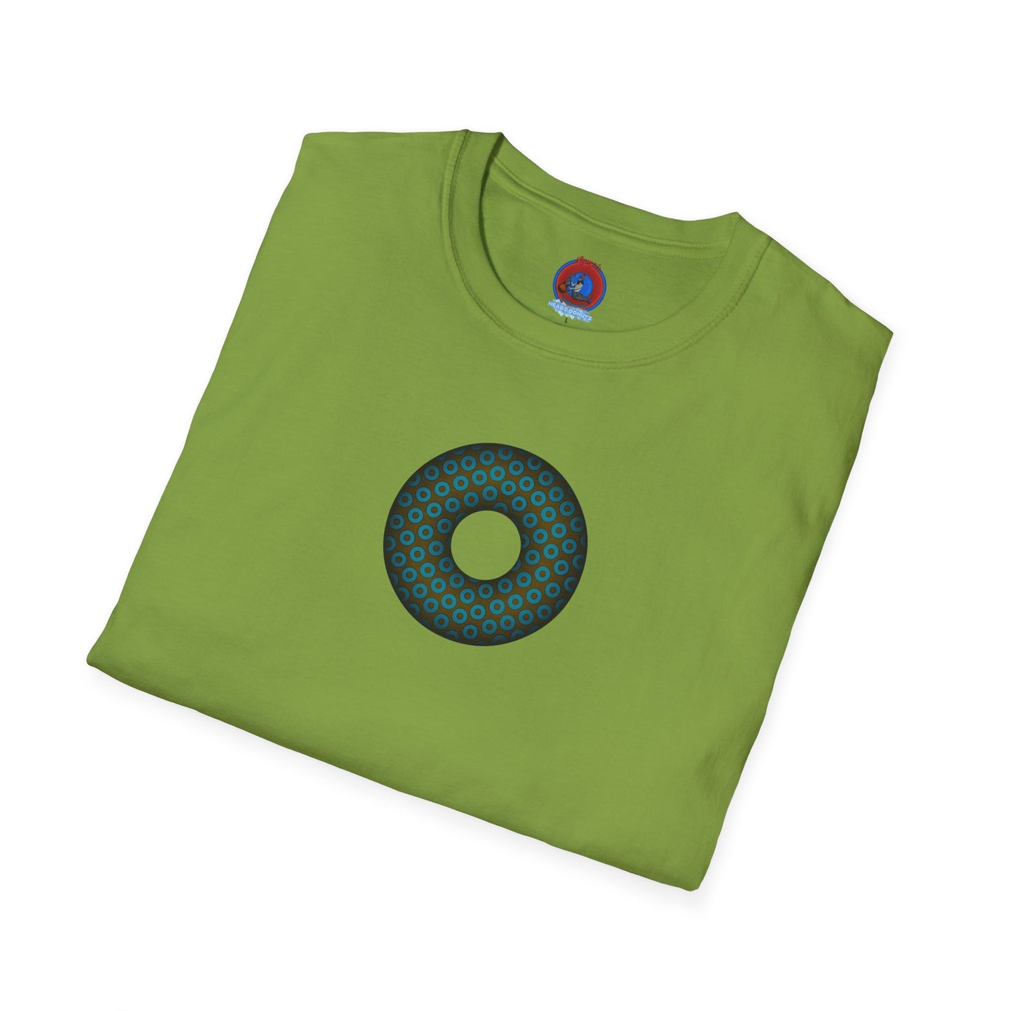 Plain Donuts/Unisex Soft-Style - "Plain Paradoxical Grided Donuts" - teal/brown donuts