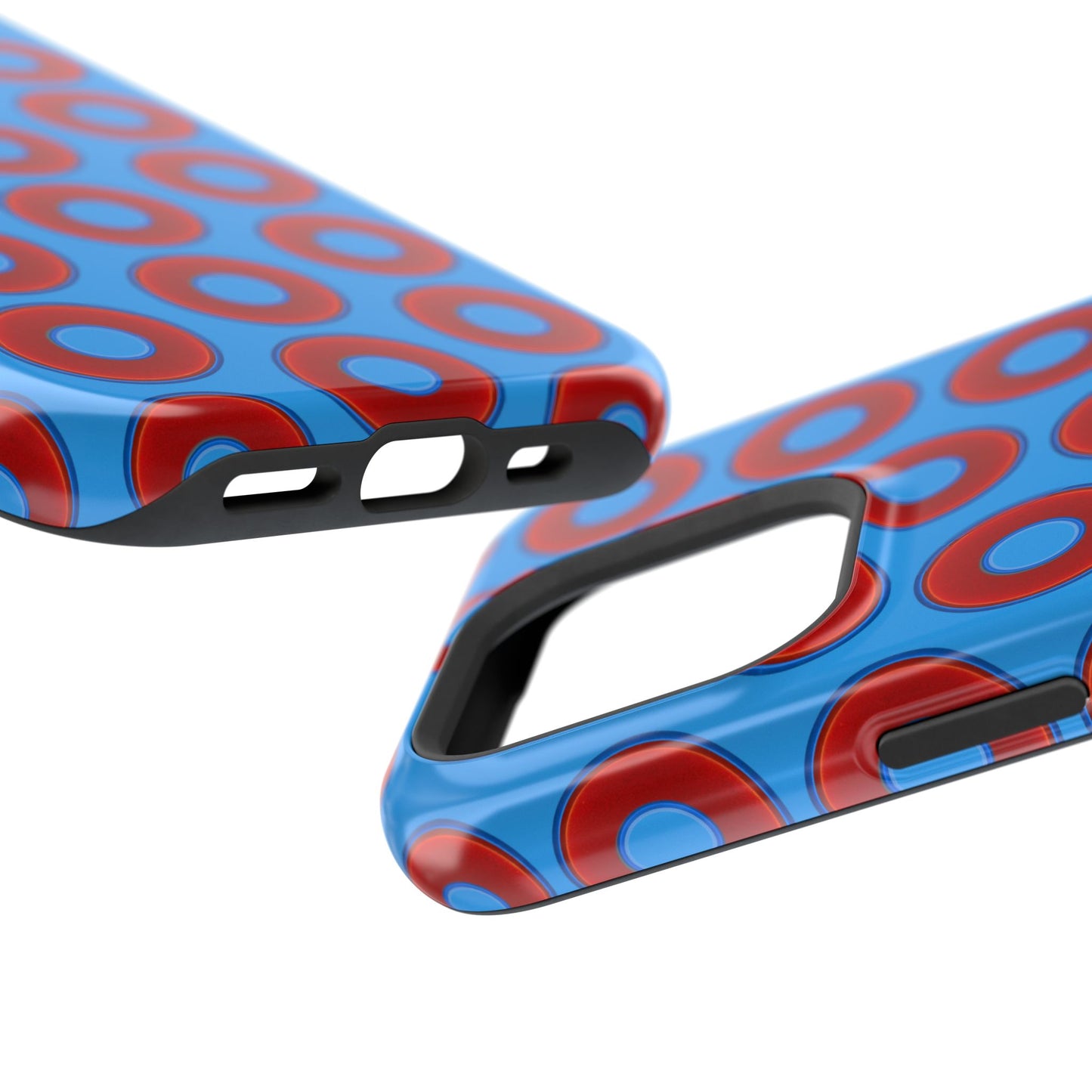 Impact-Resistant Lumpy Donut Case - red vivid donut print w/sky royal blue background
