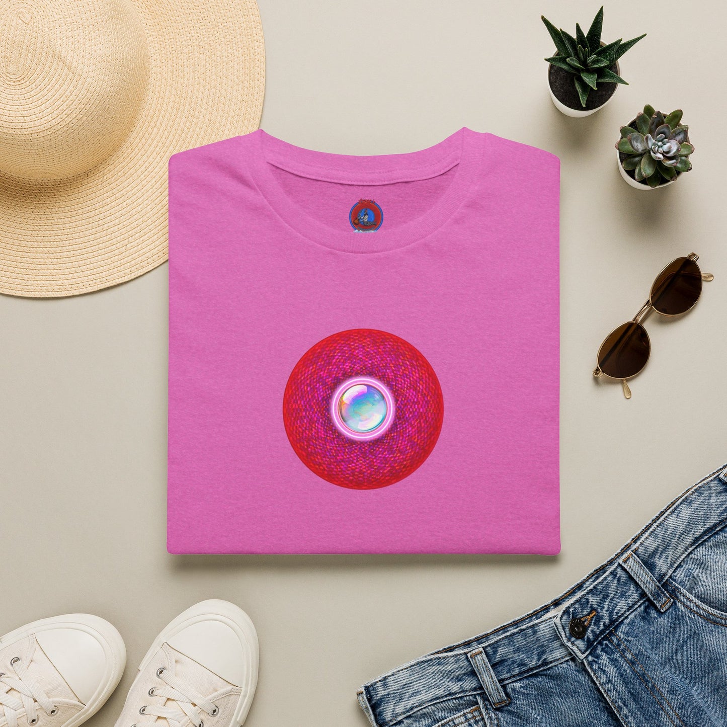 Classic Donut Tee - Unisex Soft-Style - "The Crystal Ballers Donut' - magenta pixilated donut