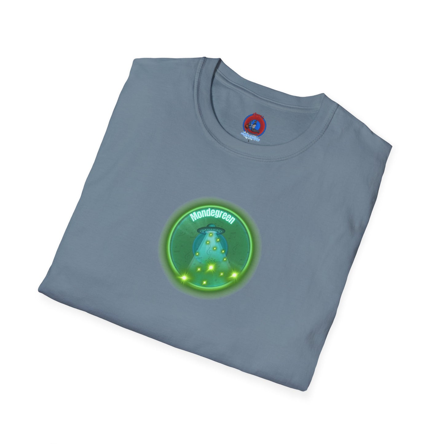 Classic Donut Tee - Unisex Soft-Style - "Close Encounters of the Delaware kind - Mondegreen Donut"  " variant 1 - green donut