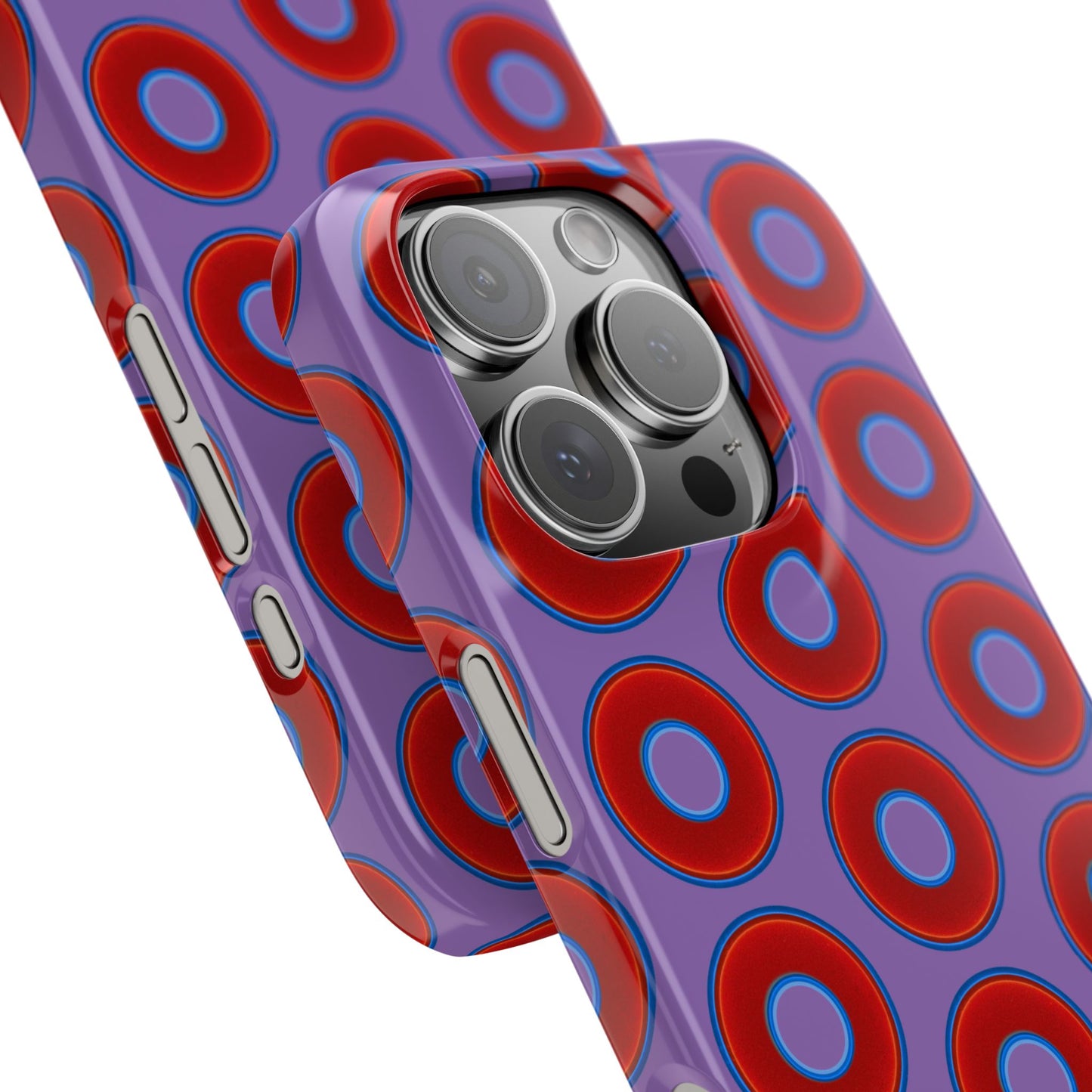 Lumpy Donut Snap Case - red vivid donut print w/light purple background