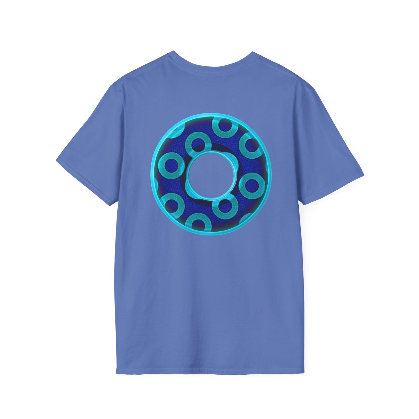 Plain Donuts/Unisex Soft-Style - "Plain Rustic Paradoxical Donuts" - aquamarine/dark blue donuts