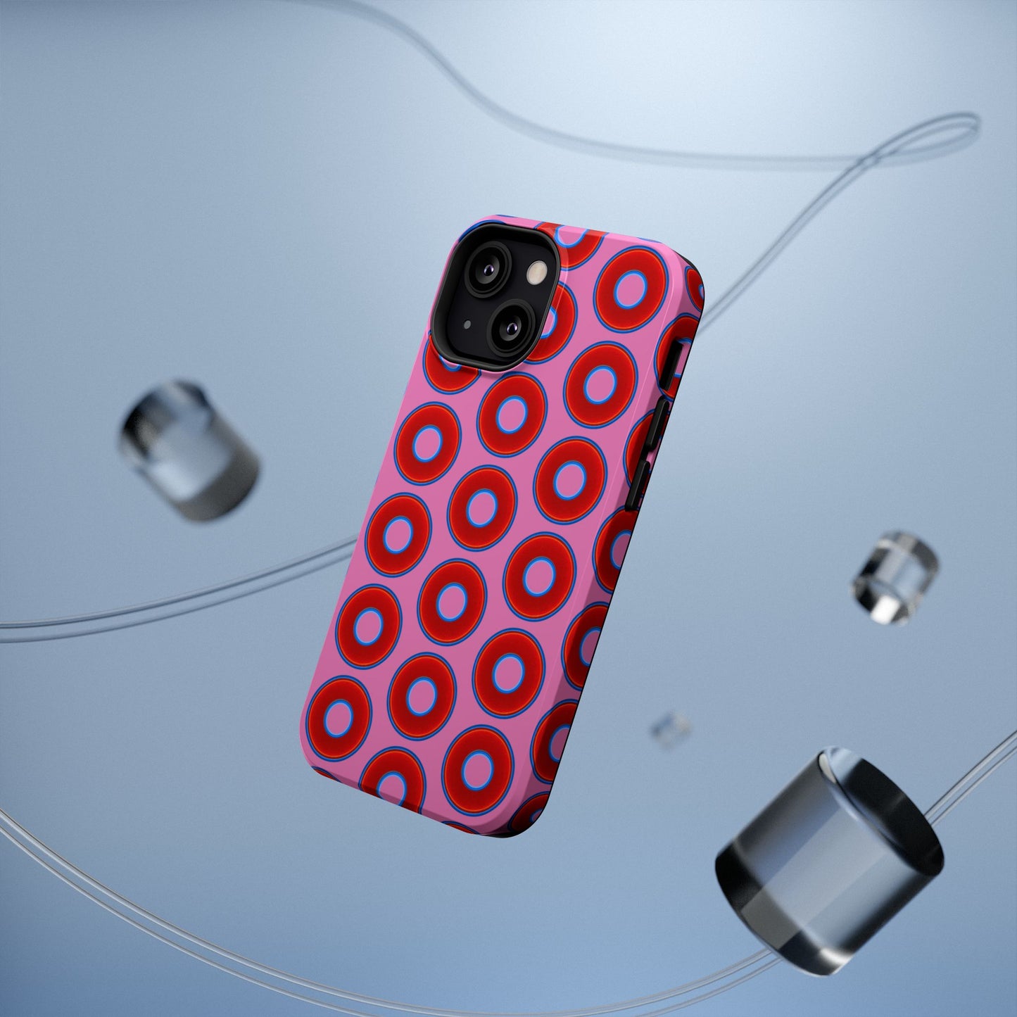 Impact-Resistant Lumpy Donut Case - red vivid donut print w/pink background