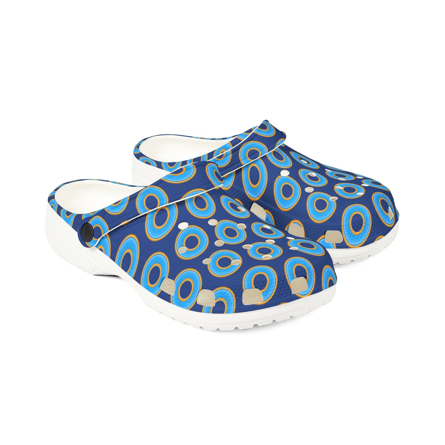 Spatchcocks - donut slip-on shoes - light blue rustic donuts w/dark blue background [unisex]