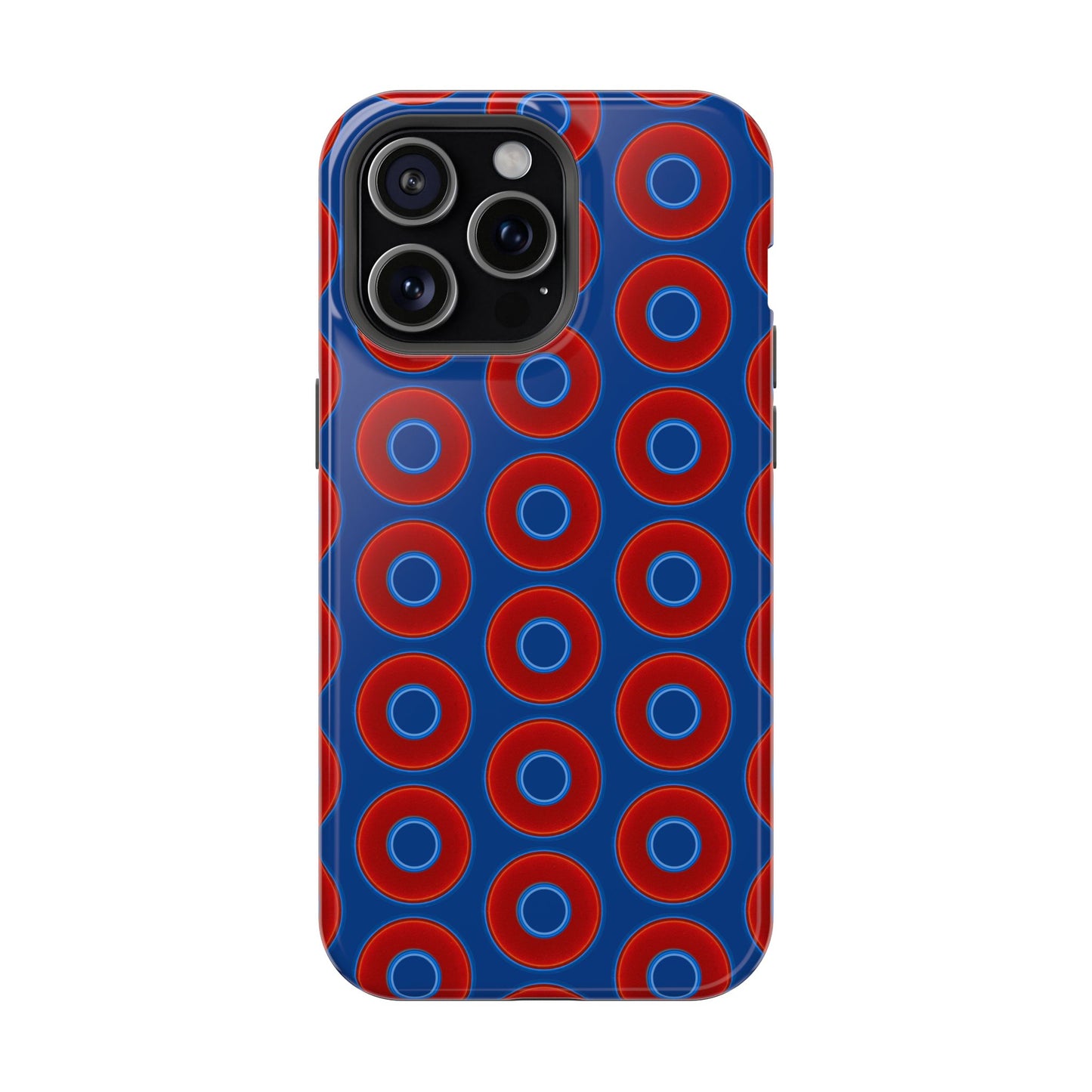 Magnetic Tough Donut Case - red vivid donut print w/dark blue background