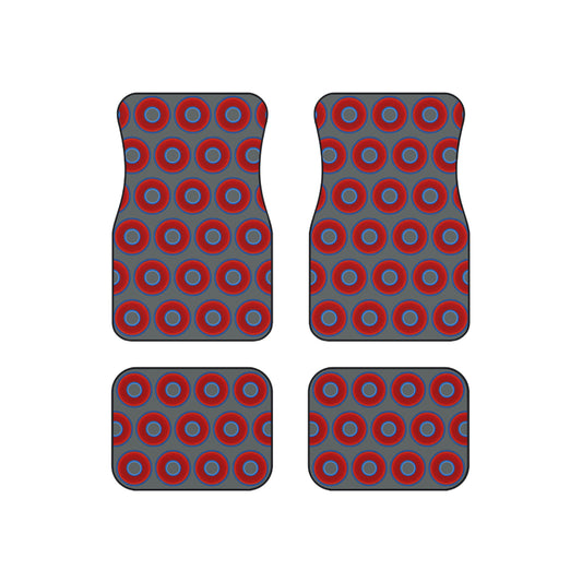 Contacted Car Mats - vivid donut print w/dark gray background