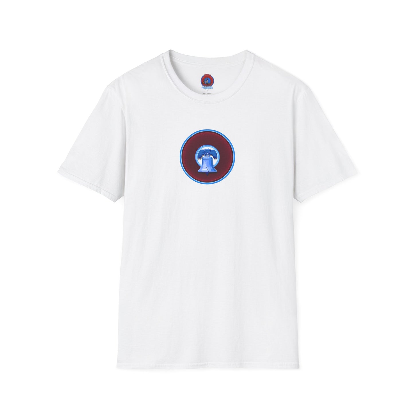 Classic Donut Tee - Unisex Soft-Style - "Brotherly Donuts Jawn" - vivid dark purple-red/light blue donut