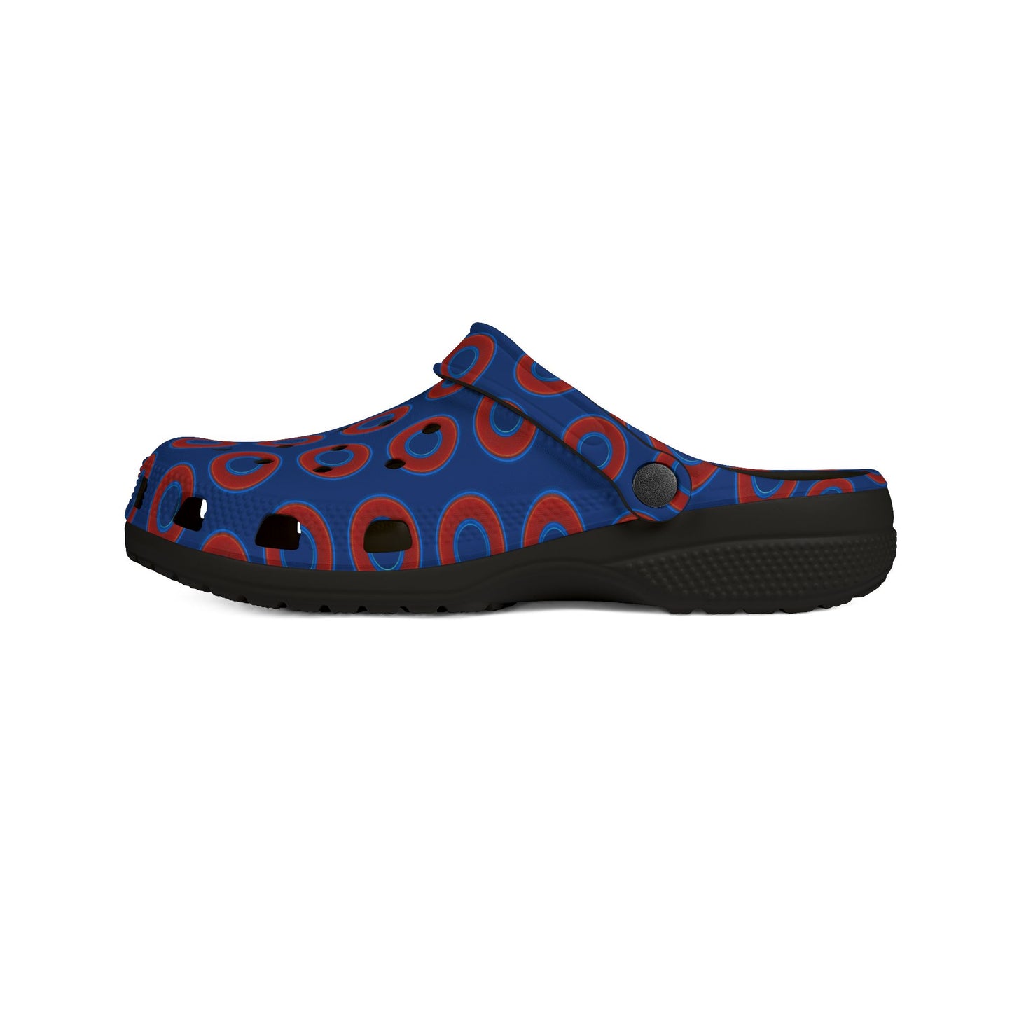 Spatchcocks - donut slip-on shoes - red rustic donuts w/dark blue background [unisex]