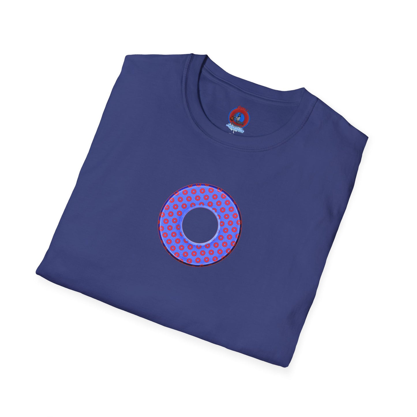 Plain Donuts/Unisex Soft-Style - "Plain Electric Paradoxical Donuts" - bright royal blue/red coral donuts