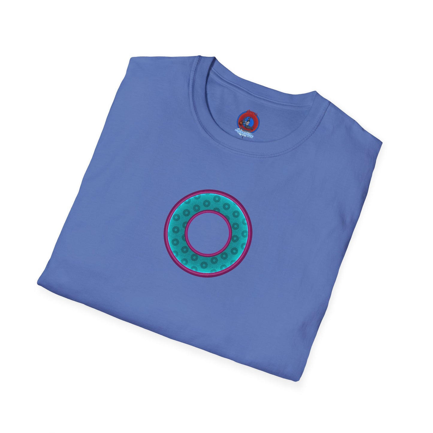 Plain Donuts/Unisex Soft-Style - "Plain Wide Mouthed Paradoxical Donuts" - teal/purple donuts