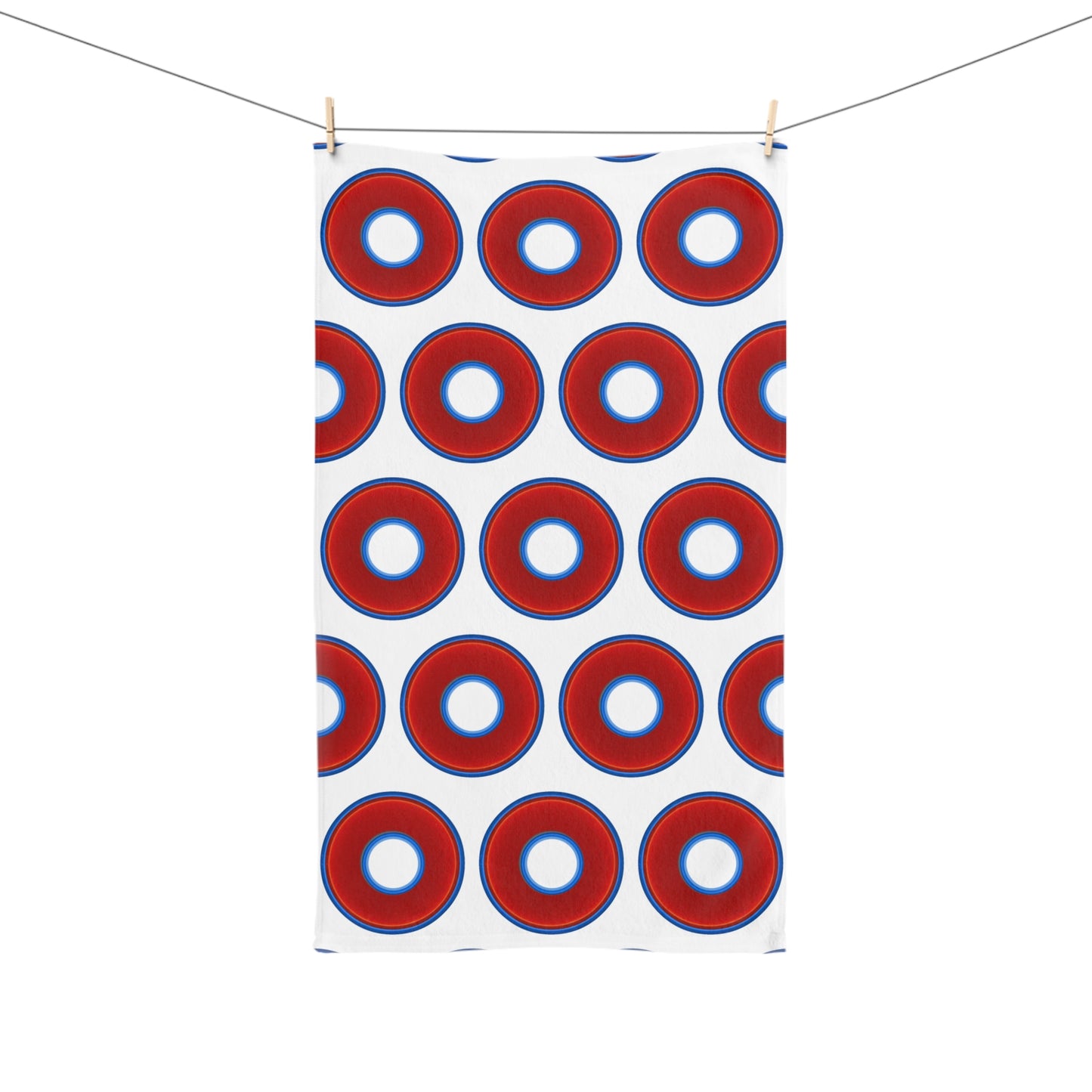Lumpy Kitchen/Hand Towels - vivid red donuts w/white background