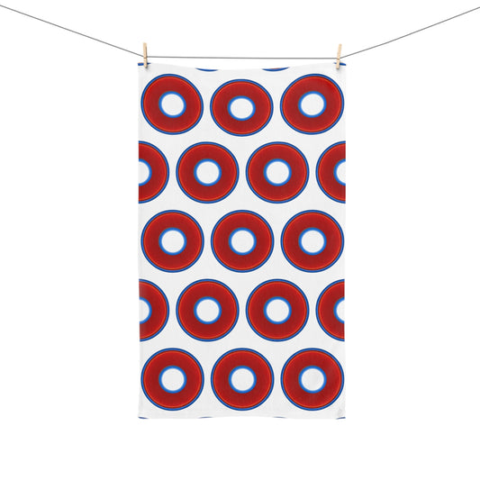 Lumpy Kitchen/Hand Towels - vivid red donuts w/white background