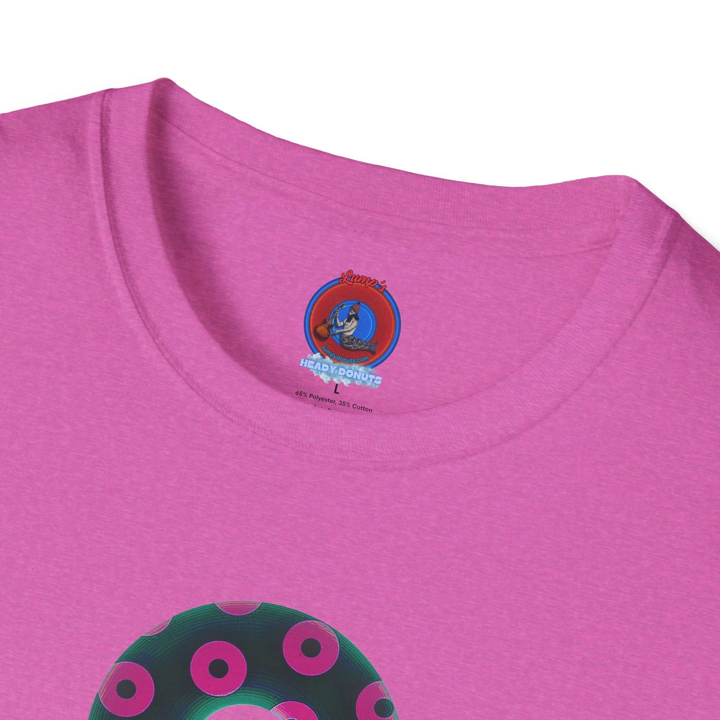 Plain Donuts/Unisex Soft-Style - "Plain Blimpy Paradoxical Donuts" - dark green/magenta donuts