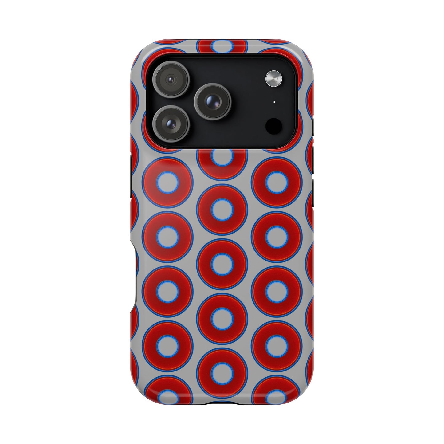 Magnetic Tough Donut Case - red vivid donut print w/light gray background