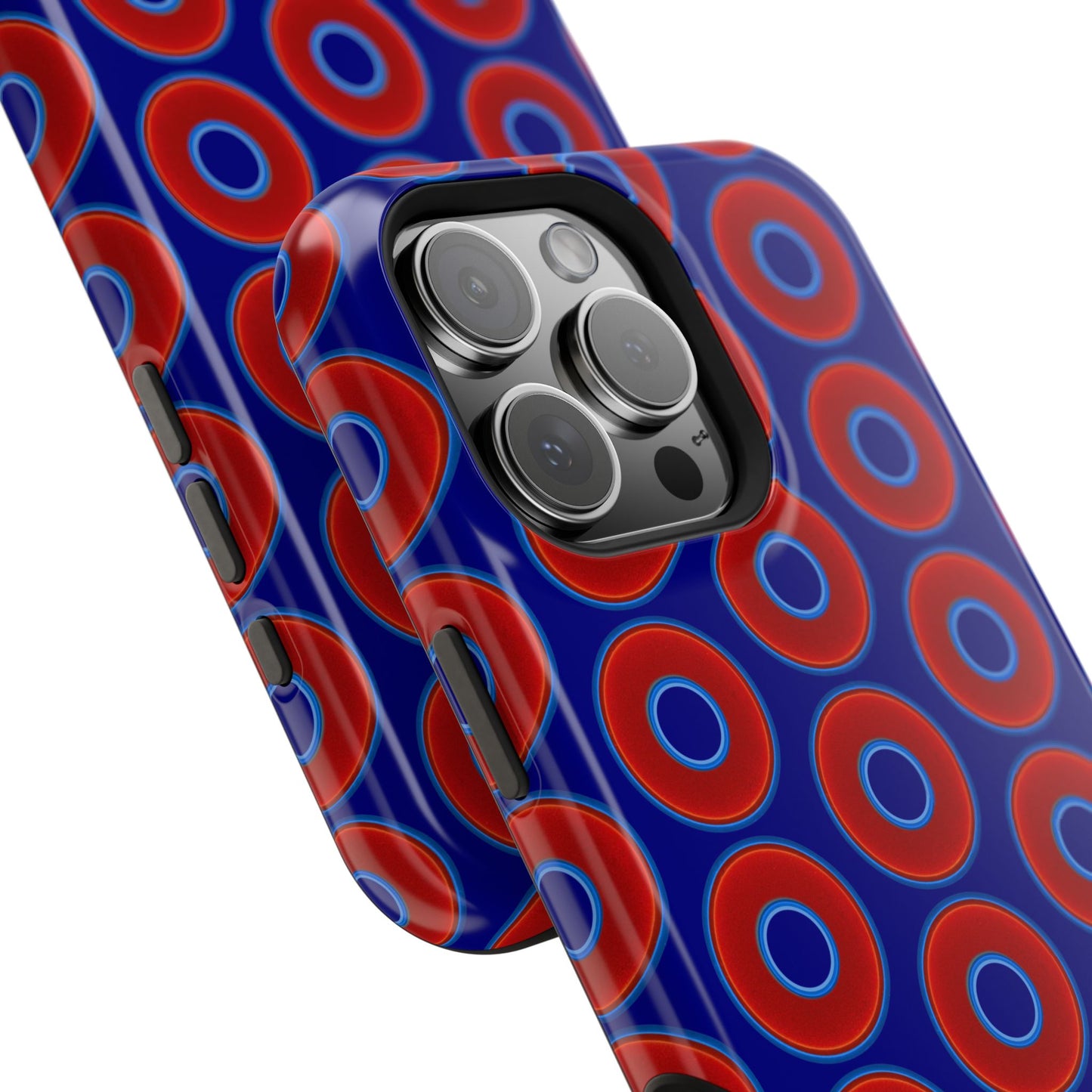 Magnetic Tough Donut Case - red vivid donut print w/vivid navy blue background