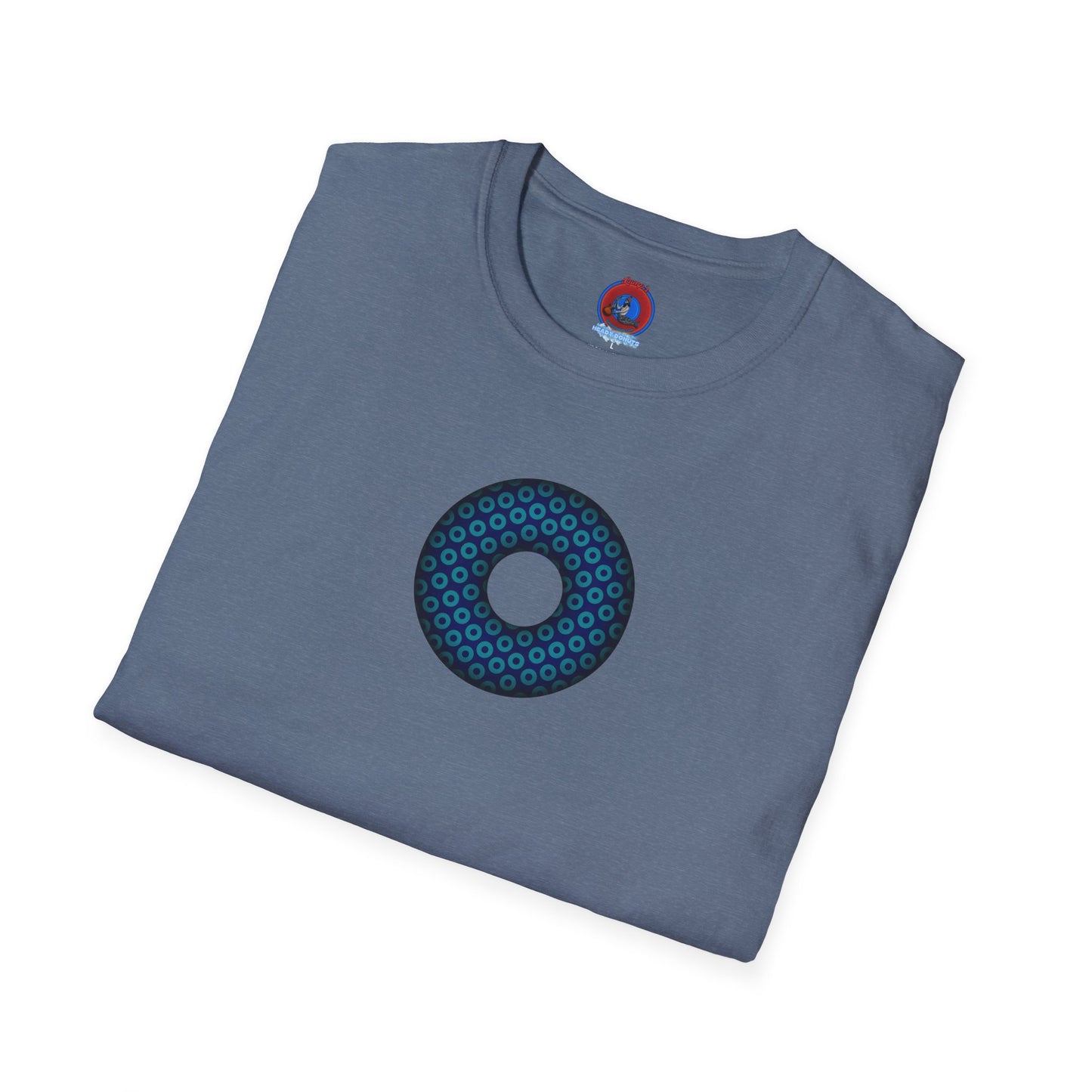 Plain Donuts/Unisex Soft-Style - "Plain Paradoxical Grided Donuts" - teal/dark blue donuts