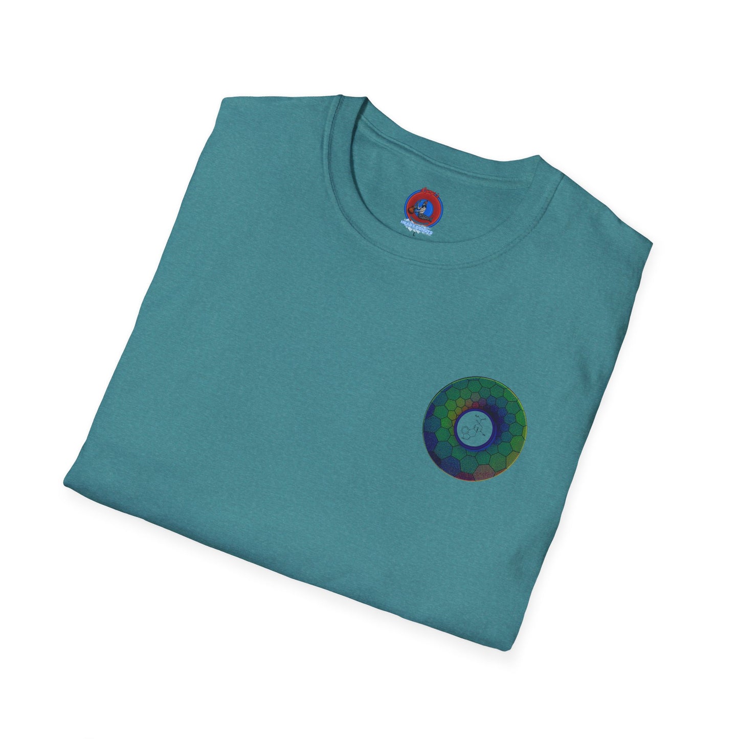 Classic Donut Tee - Unisex Soft-Style - "Dr. Albert Hofmann's Favorite Donut" - series 1.0  - variant 1 - green hexadonut