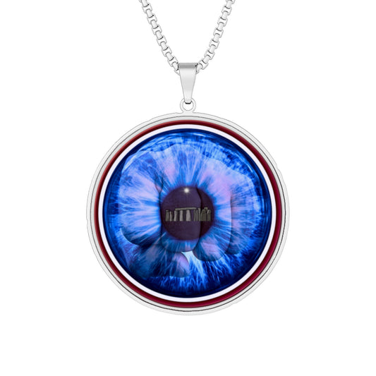 Lump's Heady Donut Necklace - 1" x 1" Stainless Steel Pendant - "Wilson's Eyesore Donut Pendant" - vivid blue idonut - variant 3