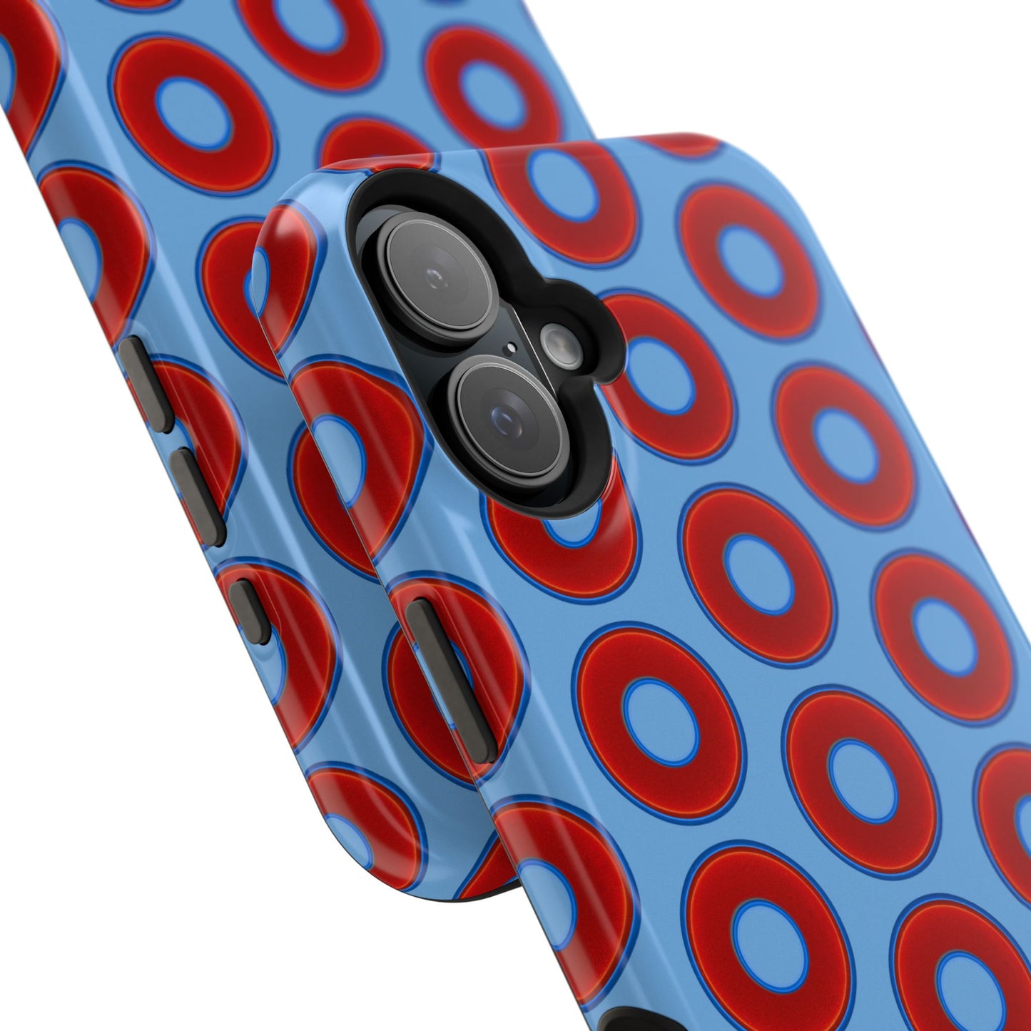 Impact-Resistant Lumpy Donut Case - red vivid donut print w/light blue background