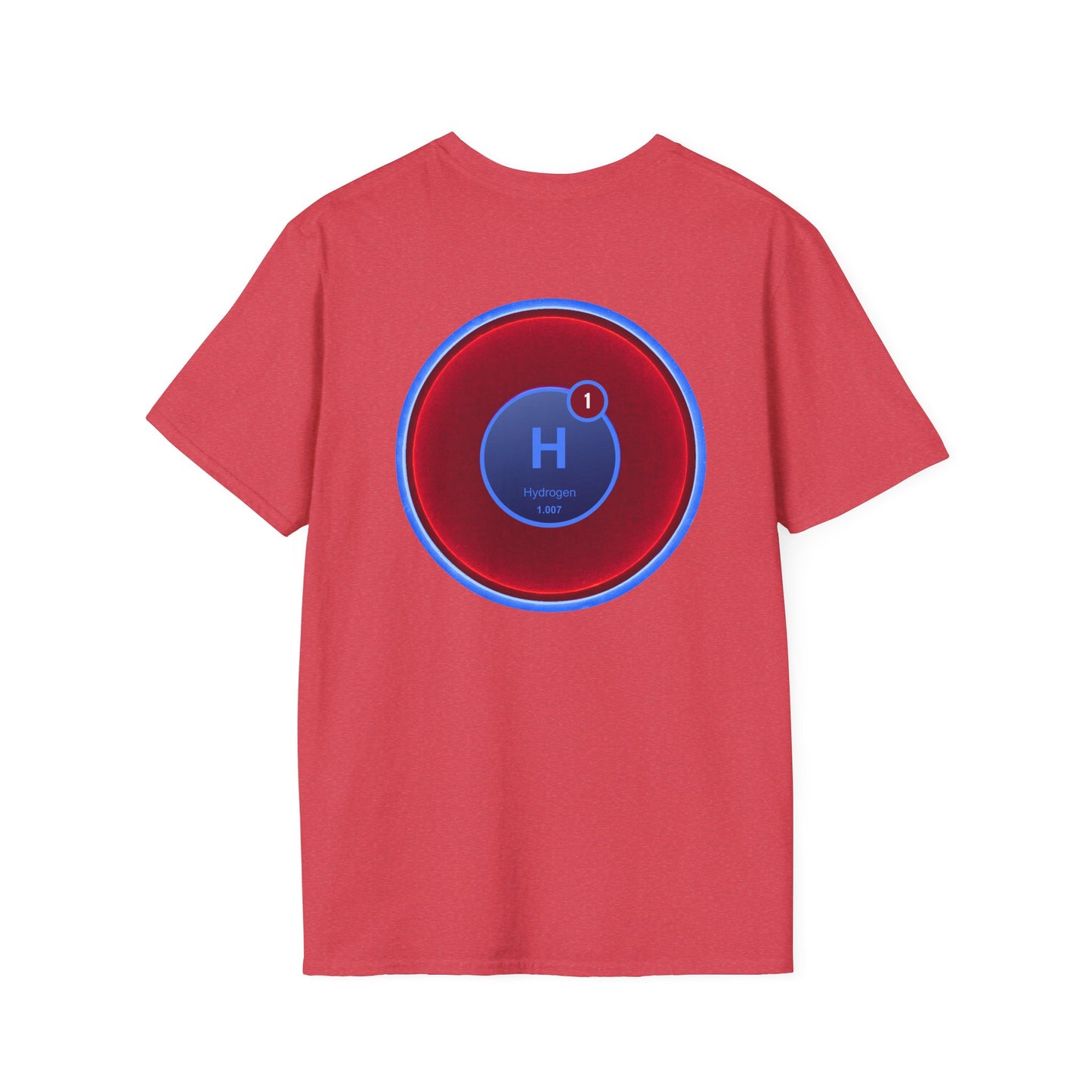 Classic Donut Tee - Unisex Soft-Style - "I am 10% Hydrogen Tee" - vivid red/light blue donut