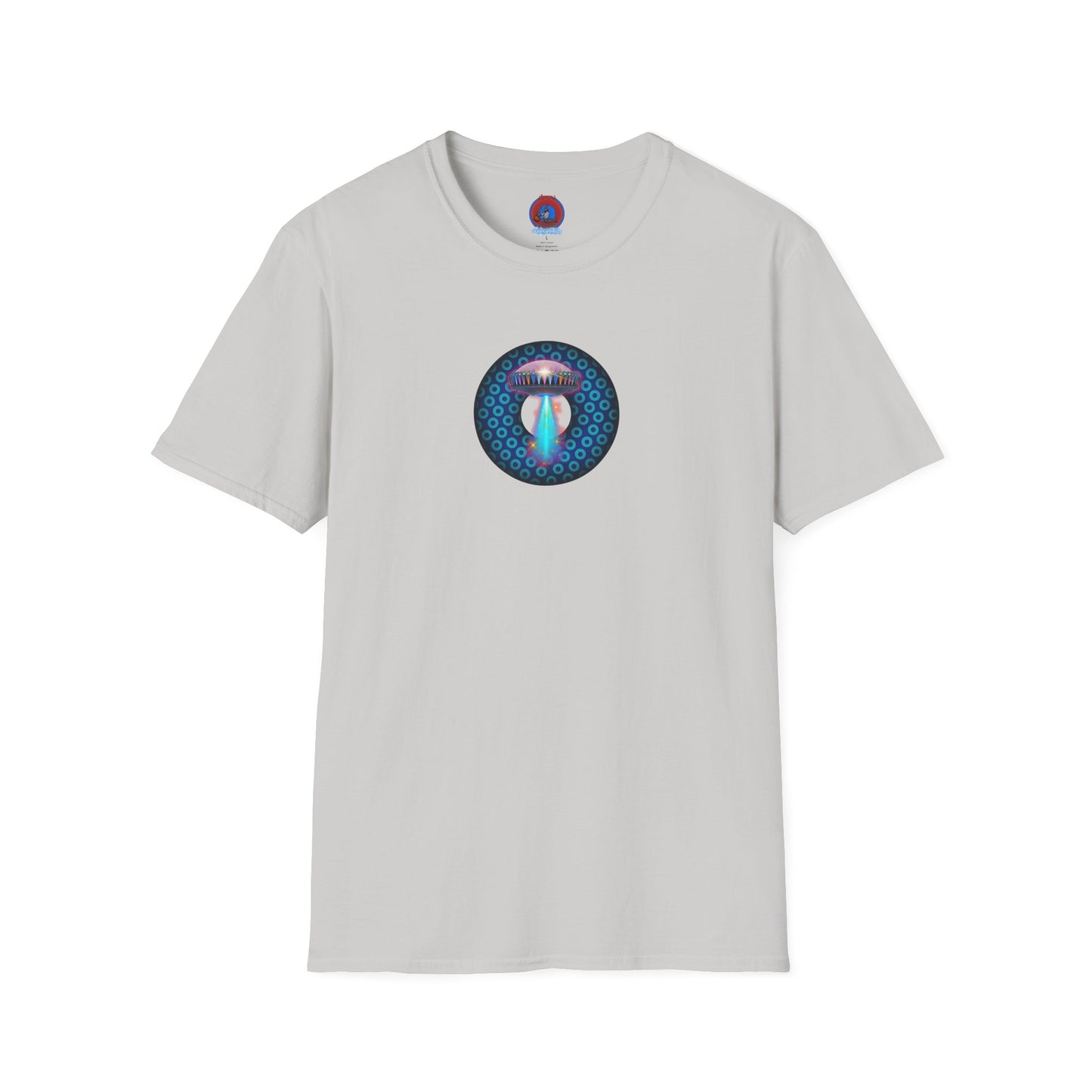 Classic Donut Tee - Unisex Soft-Style - "Donuts now Served on the Mothership" - series 1.0  - variant 3  - blue/light blue donut