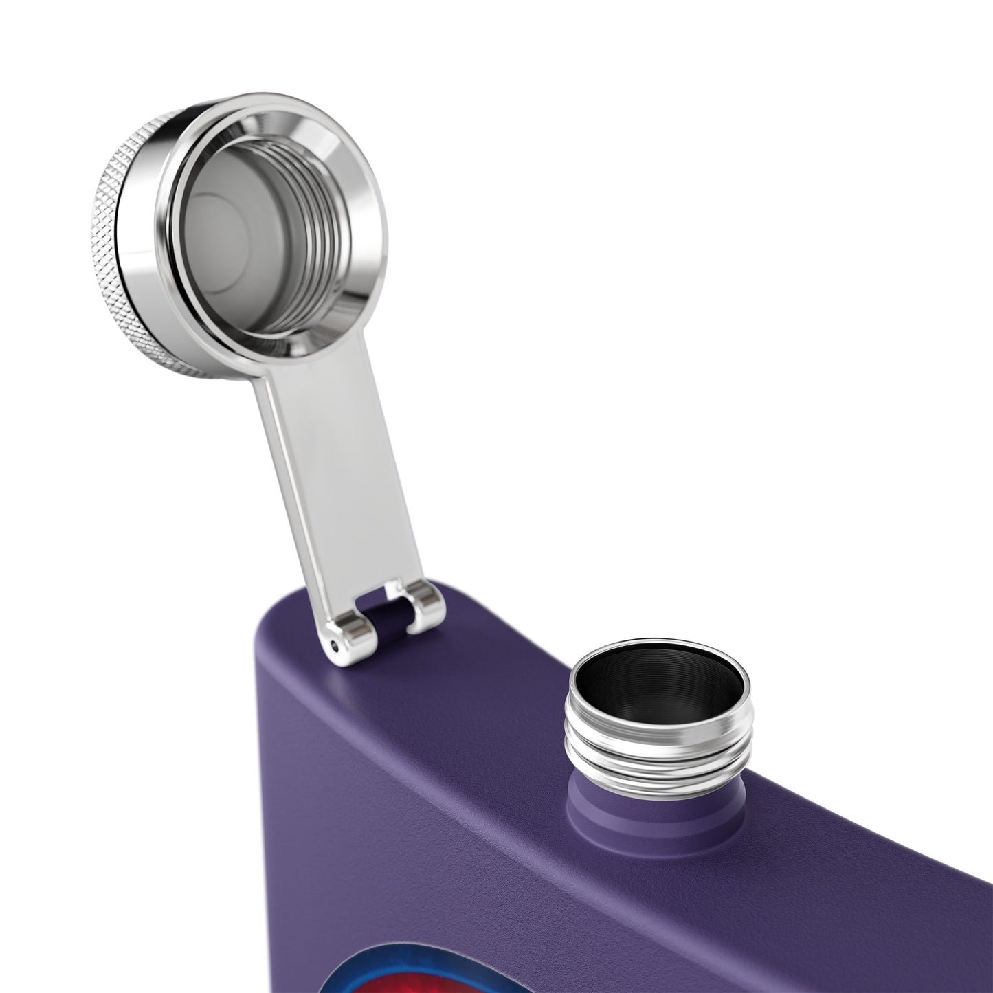 Lump's Donut Flask 6 oz - Vivid red/dark blue donut - [*w/your choice of 8 backgrounds]