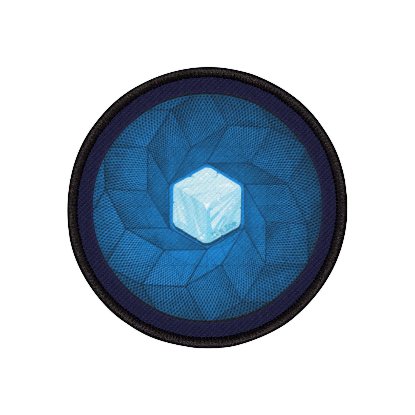 Iron-On Donut Patch - "It's Ice... Cube's Donut Patch" - cubed blue donut - variant 2