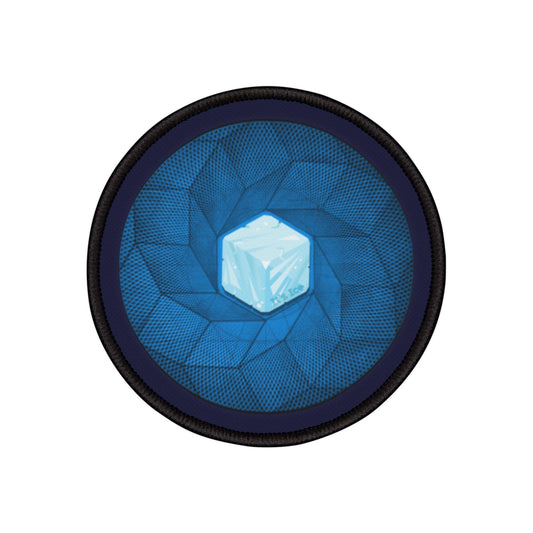 Iron-On Donut Patch - "It's Ice... Cube's Donut Patch" - cubed blue donut - variant 2