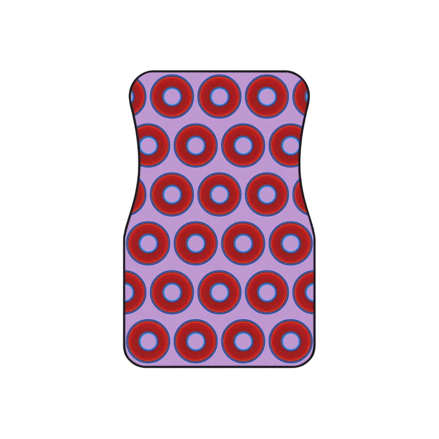 Contacted Car Mats - Set of 2/Front - vivid donut print w/wisteria purple background