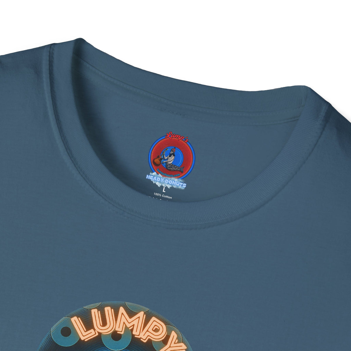 Coffee Traders Tee - Unisex Soft-Style - "Tasty Coffee" - paradoxical donut/cubed blue donut - variant 2 - logo front/It's Ice Cube's back