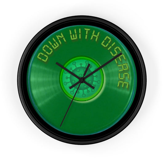 Lumpy Wall Clock - "Down with this Donut Clock" - green vivid donut w/black background