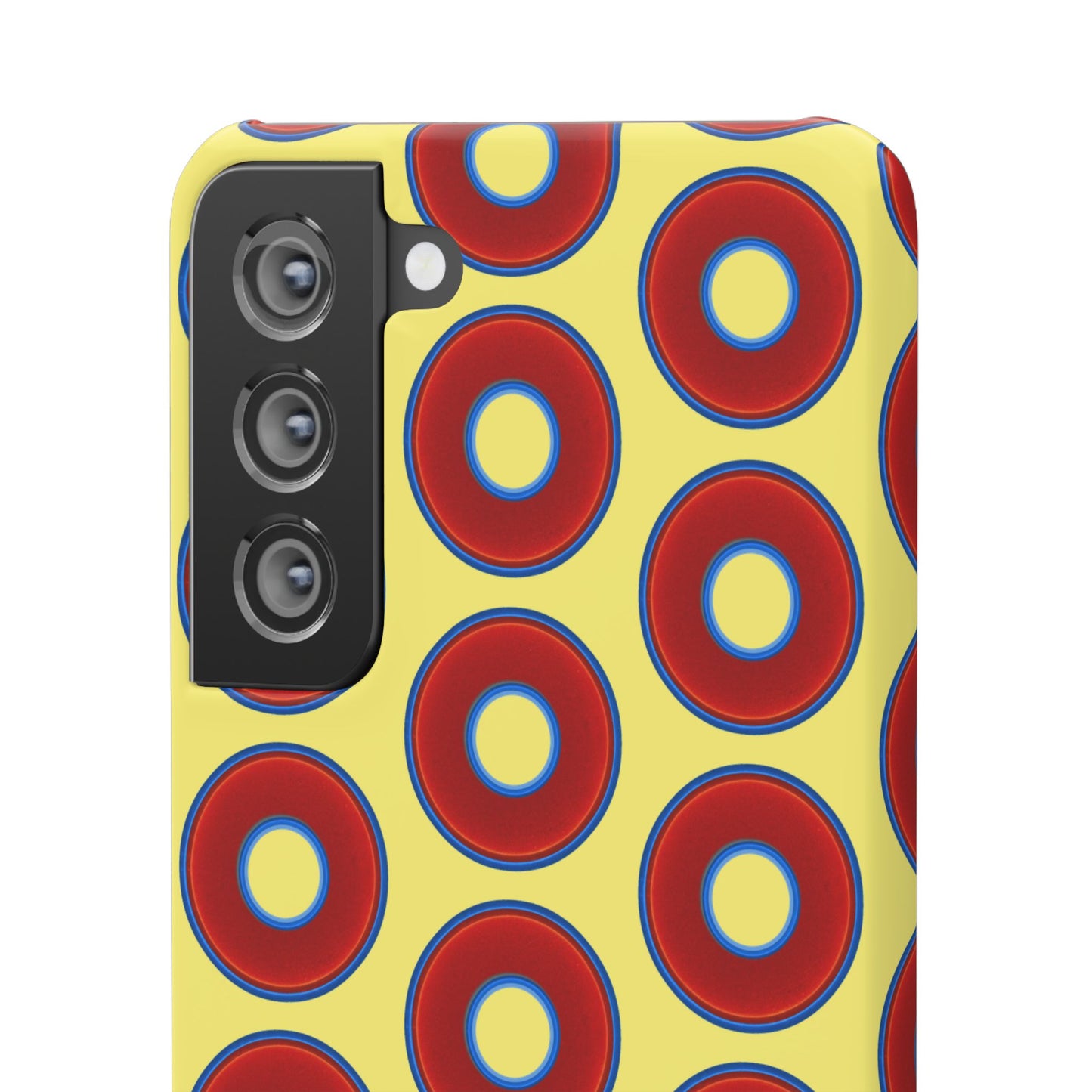 Lumpy Donut Snap Case - red vivid donut print w/yellow background