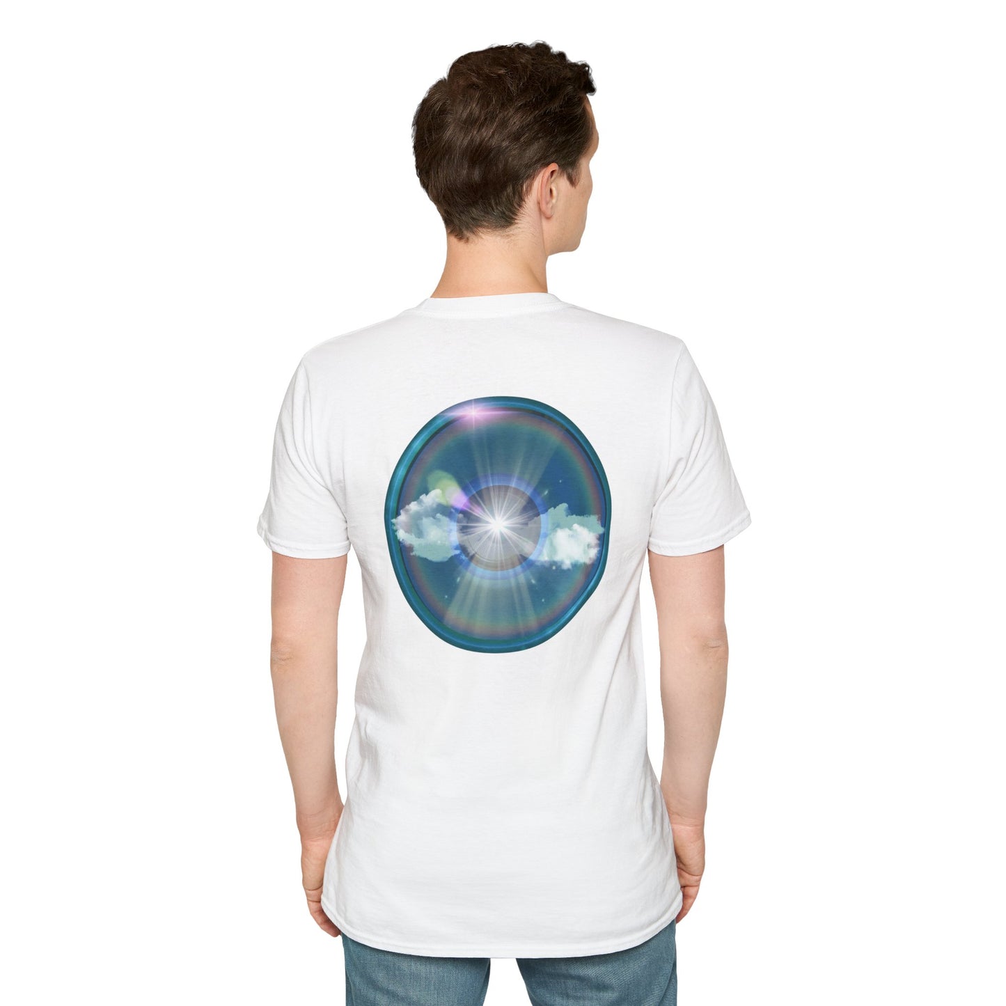 Classic Donut Tee - Unisex Soft-Style - "The Divided Donut" - variant 3 - blue donut [*50% to The Divided Sky Foundation]