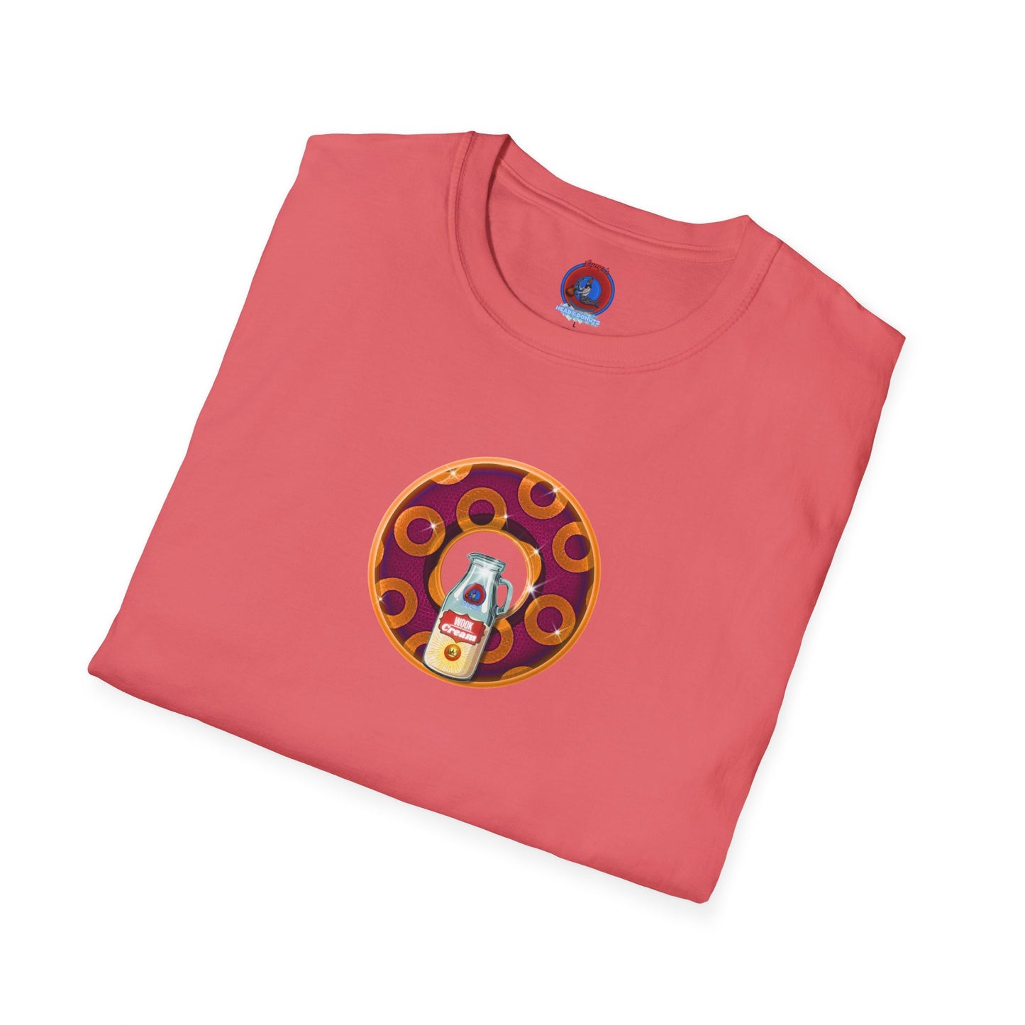 Classic Donut Tee - Unisex Soft-Style - "Princely Wooked Cream - YEMSG Donut " - burgundy/orange rustic paradox donut - variant 1