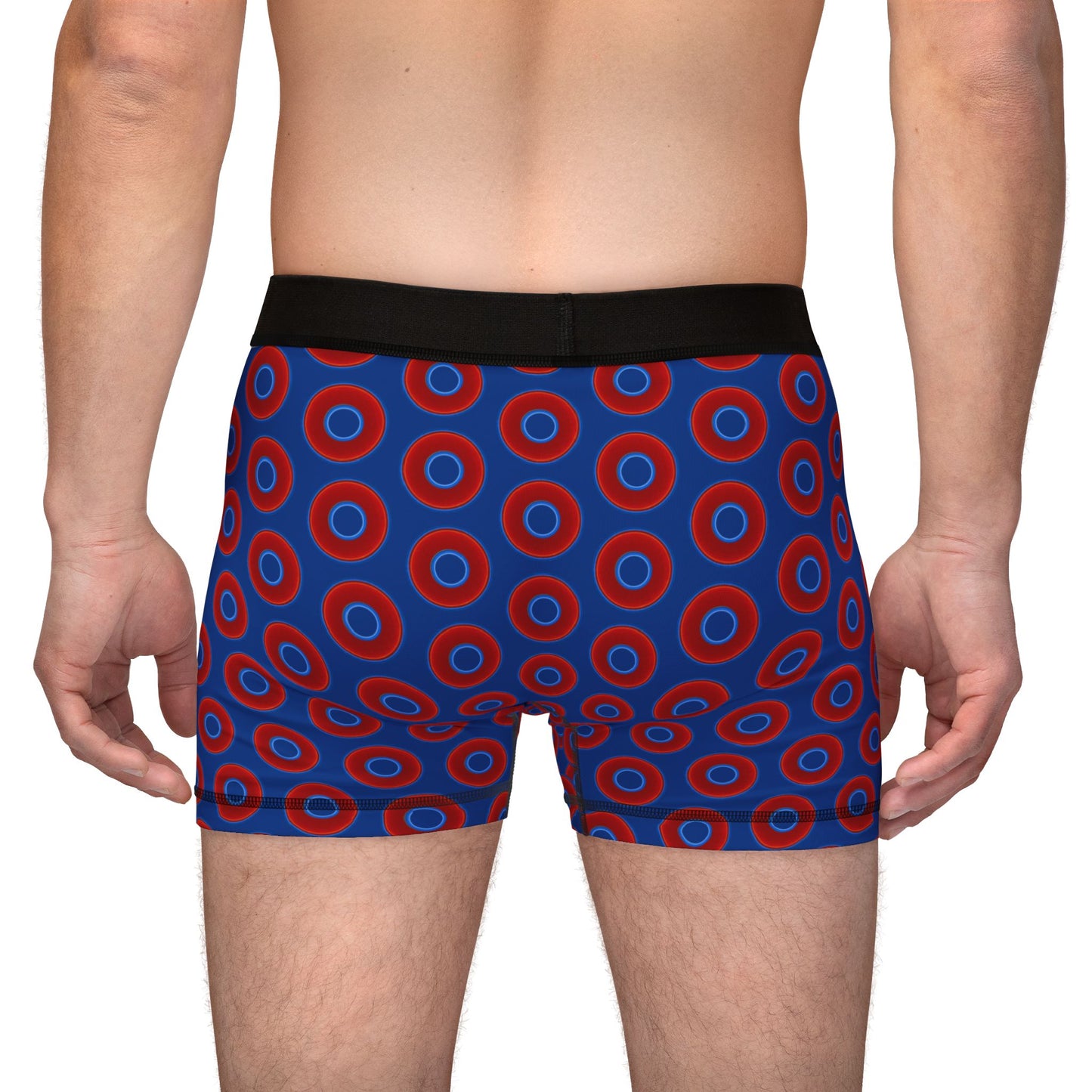 Men's Donut Boxers - red vivid donuts w/dark blue background