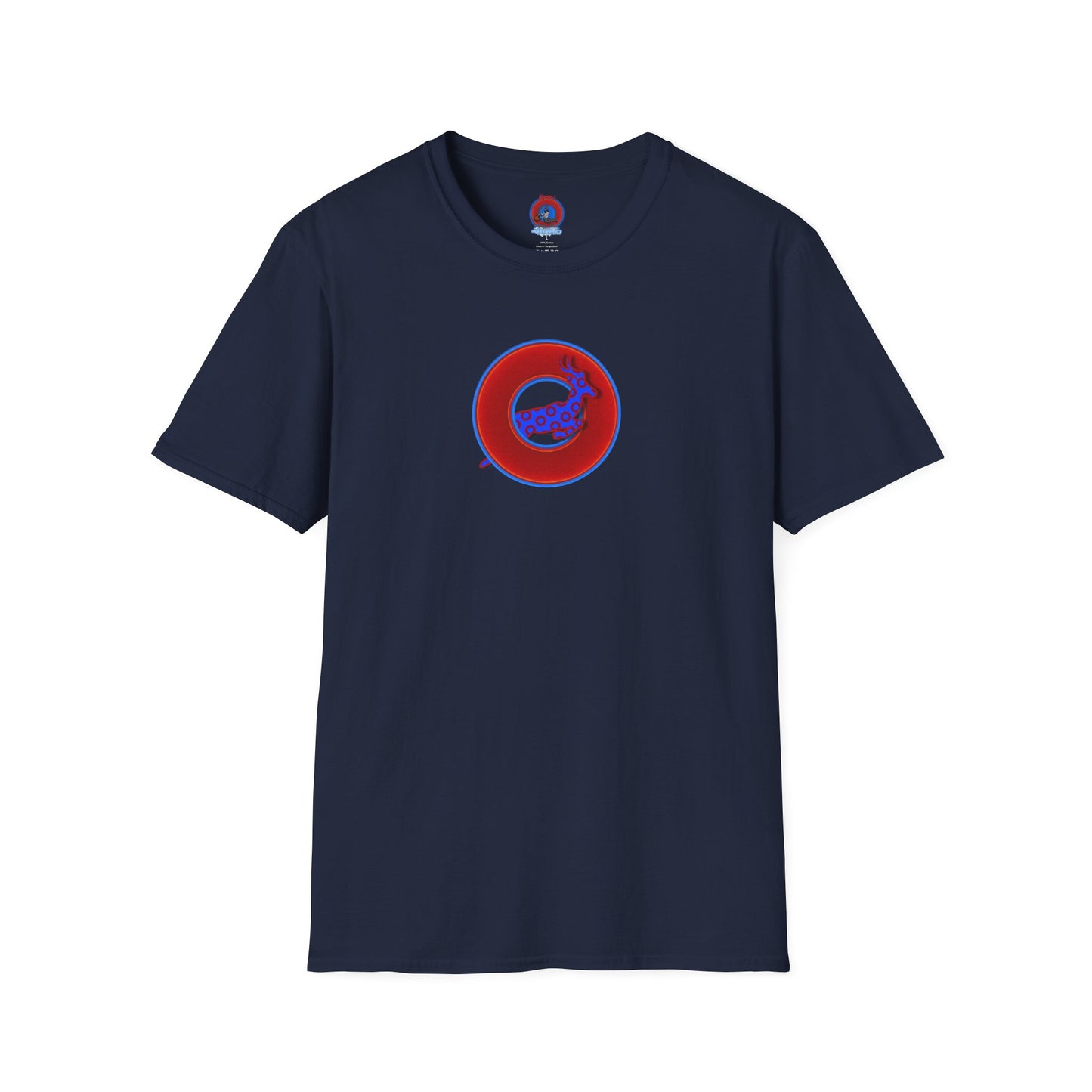 Classic Donut Tee - Unisex Soft-Style - "Out of Control Donut" - vivid red donut - variant 2 "jumping on through"