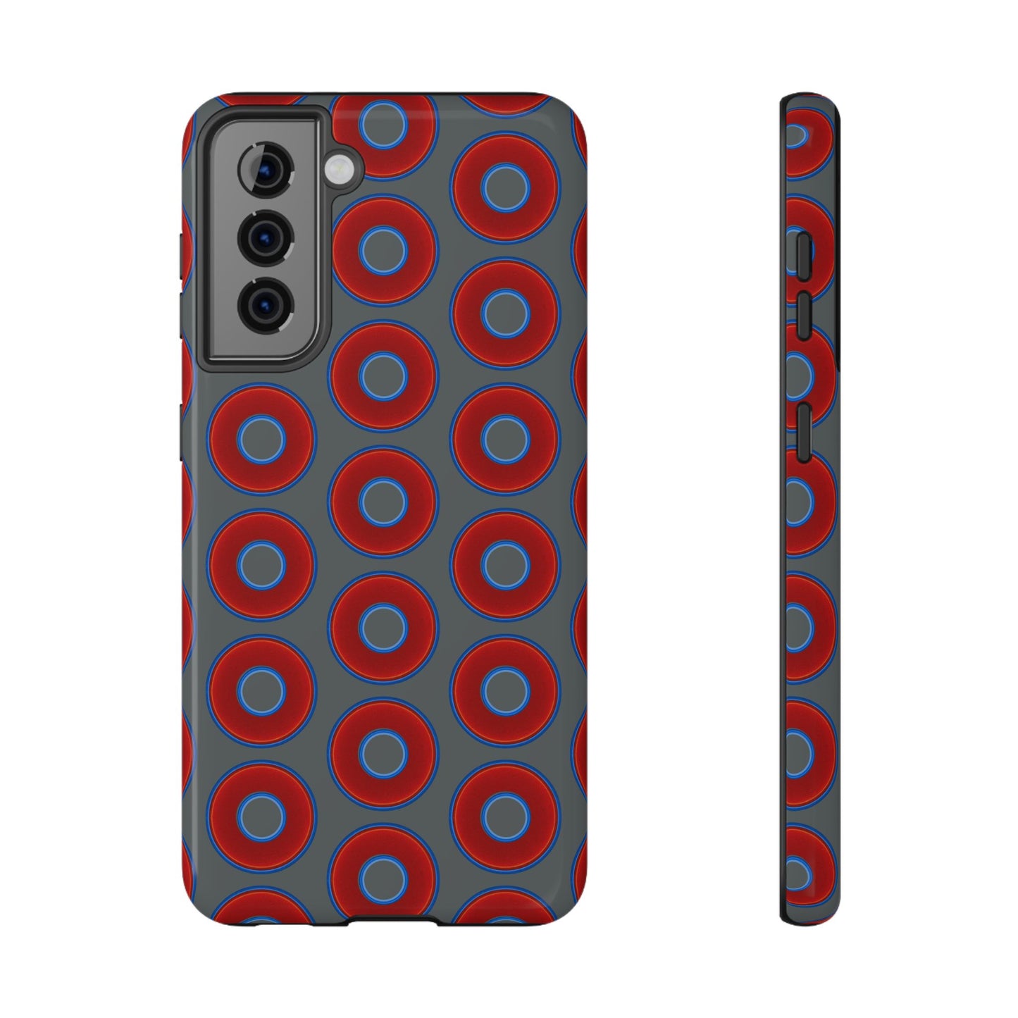Impact-Resistant Lumpy Donut Case - red vivid donut print w/dark gray background