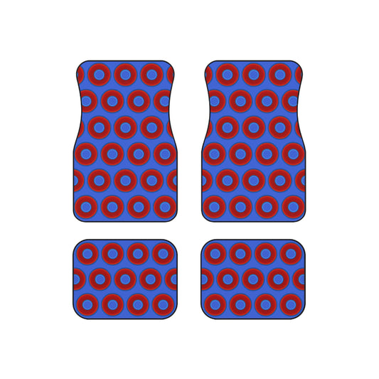 Contacted Car Mats - vivid donut print w/royal blue background