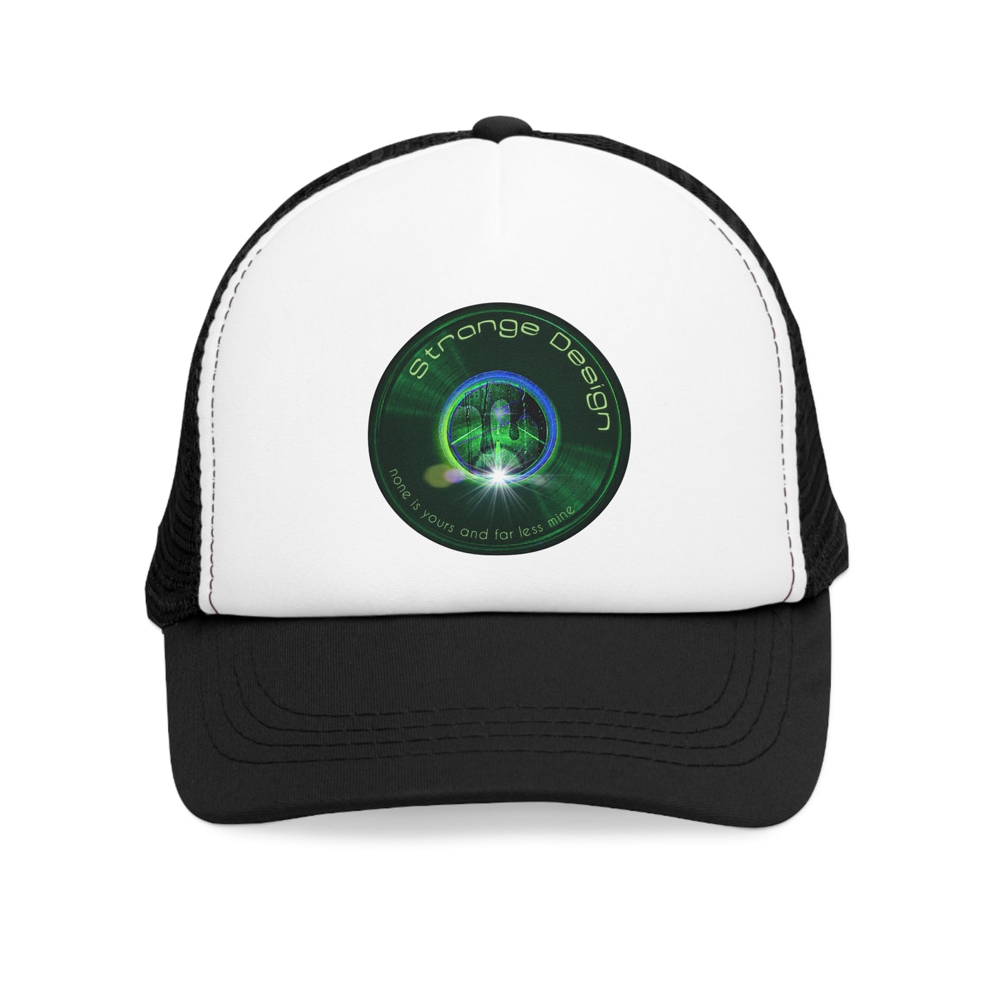 Lumpy Trucker Hat - "Strangely Designed Hat" - green donut